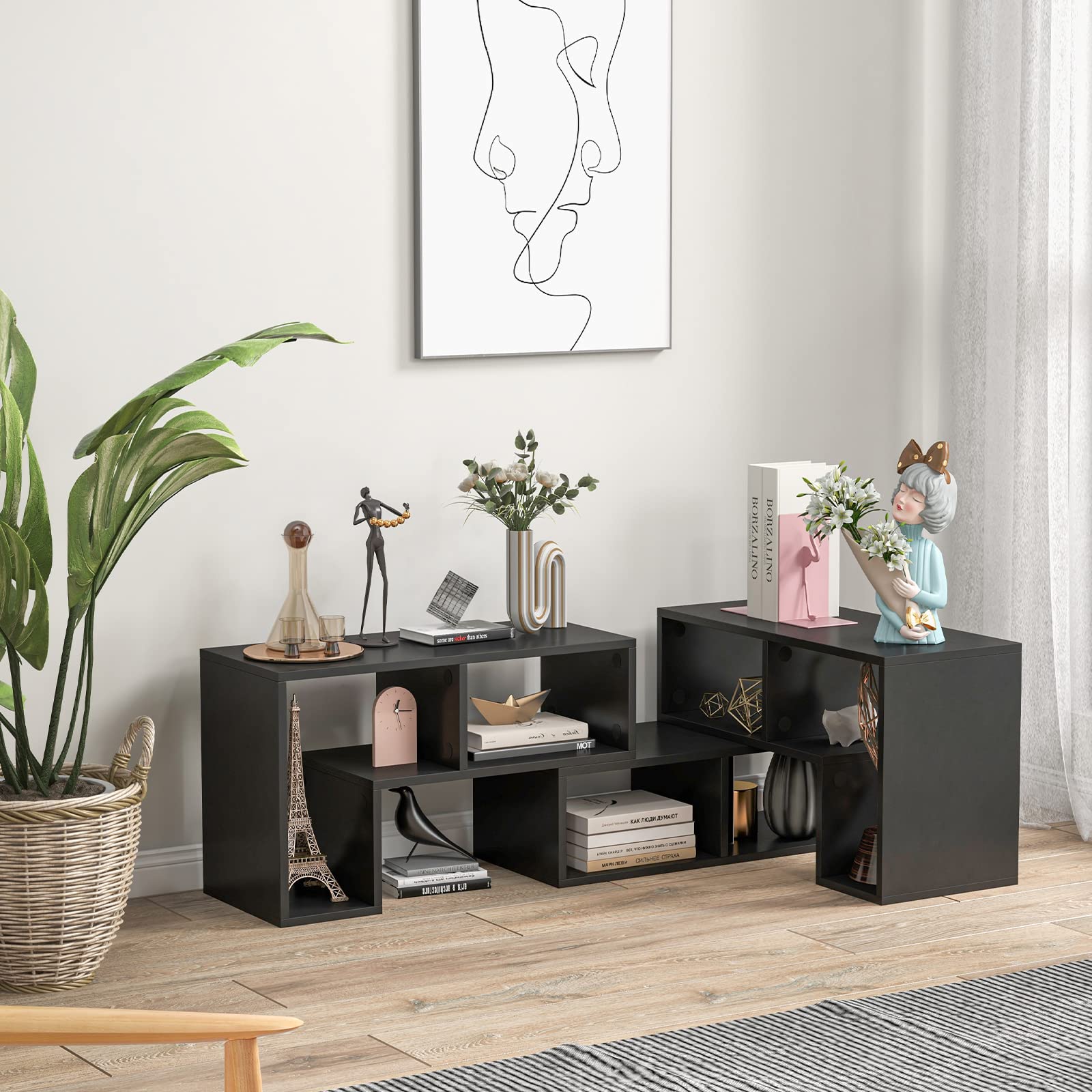 GIANTEX Tv-kast voor televisies tot 165 cm, tv-standaard met