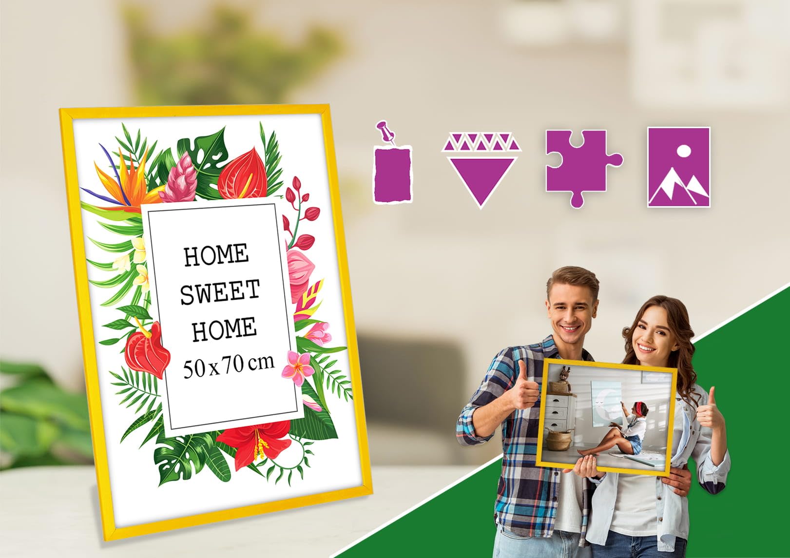 POSTER ART Cadre 50x70 Cm - Set De 2 Pièces Wotan Chêne En Bois - San