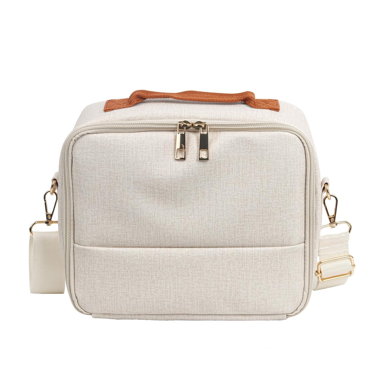 Joyzzz Hard Camera Case, Thickened Padding Handle Zipper Camera Case, Large Capacity Camera Storage Bag with Adjustable Shoulder Strap, Fuji Instant Universal Digital Protective Carrying Bag (Apricot)