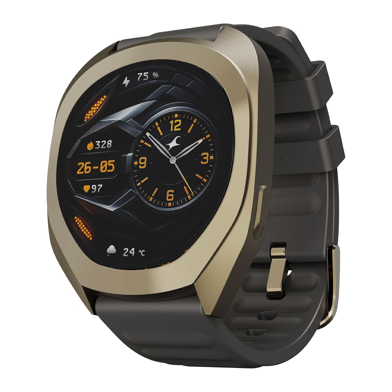 Fastrack Cosmix 1.32″ AMOLED Display Metal Case Smart Watch with Heart Rate Monitor,AI Watchface & Chat,Push Button Interactions,BT Calling,IP68 Water Resistant Upto 5 Days Battery Life -Granite Grey Fastrack Cosmix 1.32″ AMOLED Display Metal Case Smart Watch with Heart Rate Monitor,AI Watchface & Chat,Push Button Interactions,BT Calling,IP68 Water Resistant Upto 5 Days Battery Life -Granite Grey