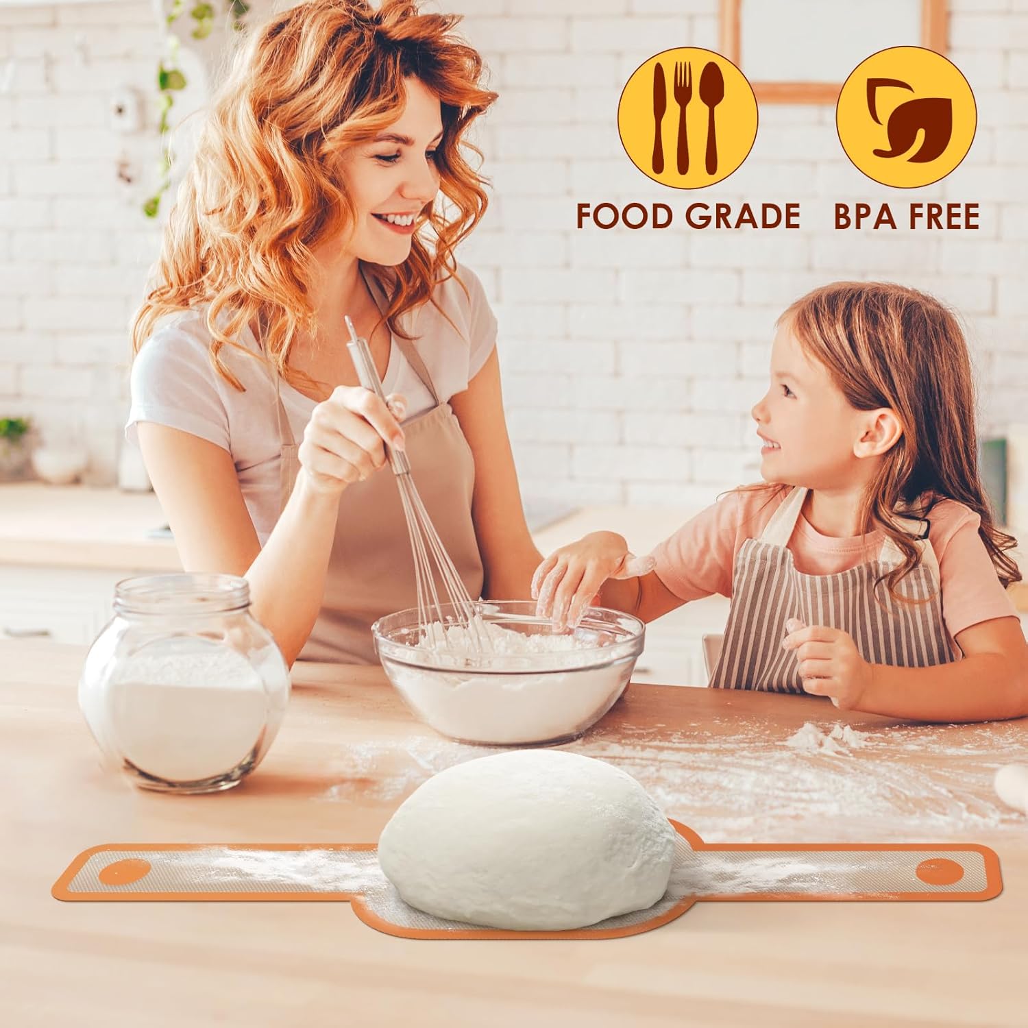 HOTEC Silicone Bread Sling for Dutch Oven - 2 Pack Non-Stick Baking Mat with Long Handle Easy to Transfer Sourdough Bread, Reusable Heat Resistant to 500°F/260°C Dutch Oven Liners Baking Supplies - Image 2