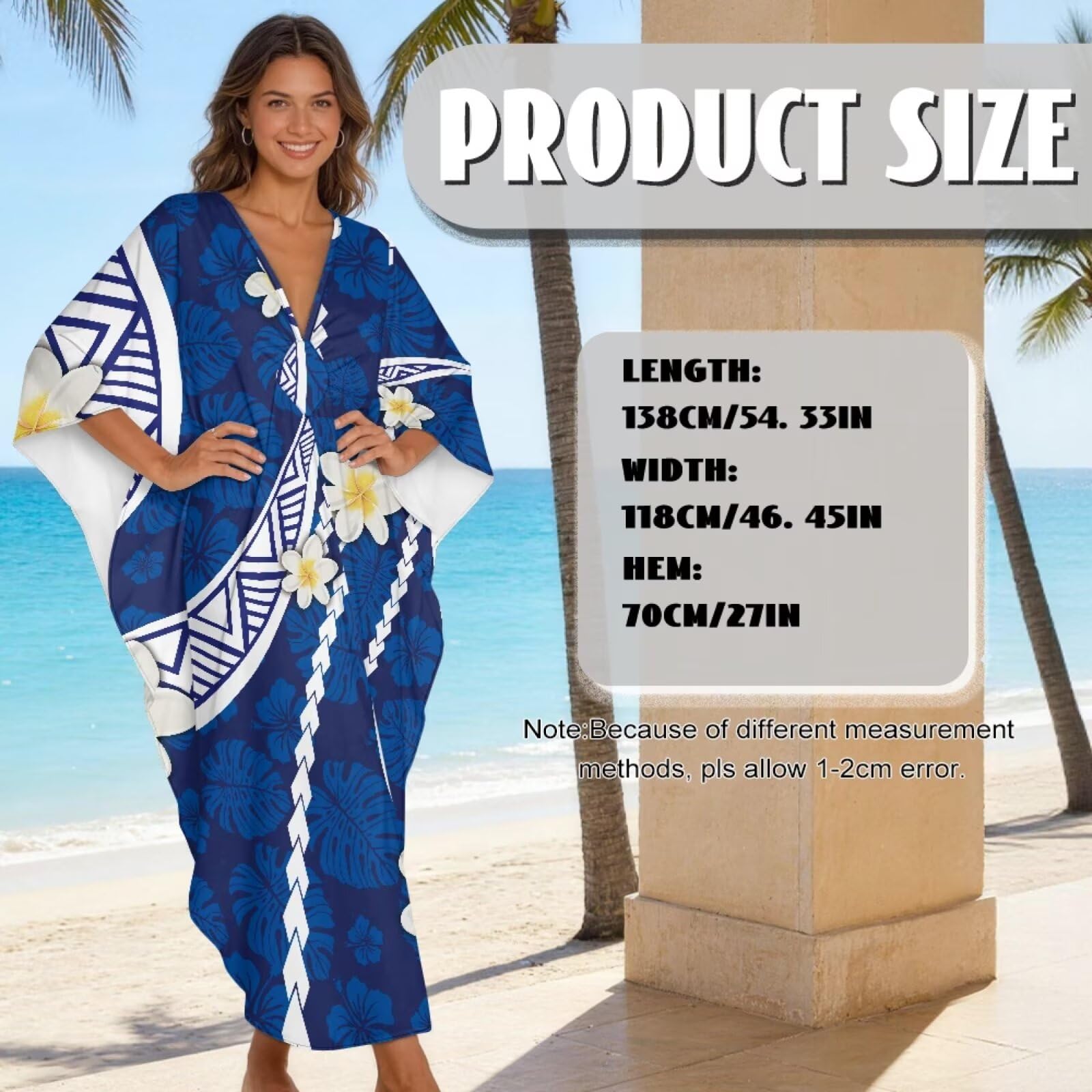 Poceacles Vestidos caftán para mujer, talla grande, cuello en V, para cubrir el traje de baño, playa, vestido de verano para vacaciones, fiesta en la piscina