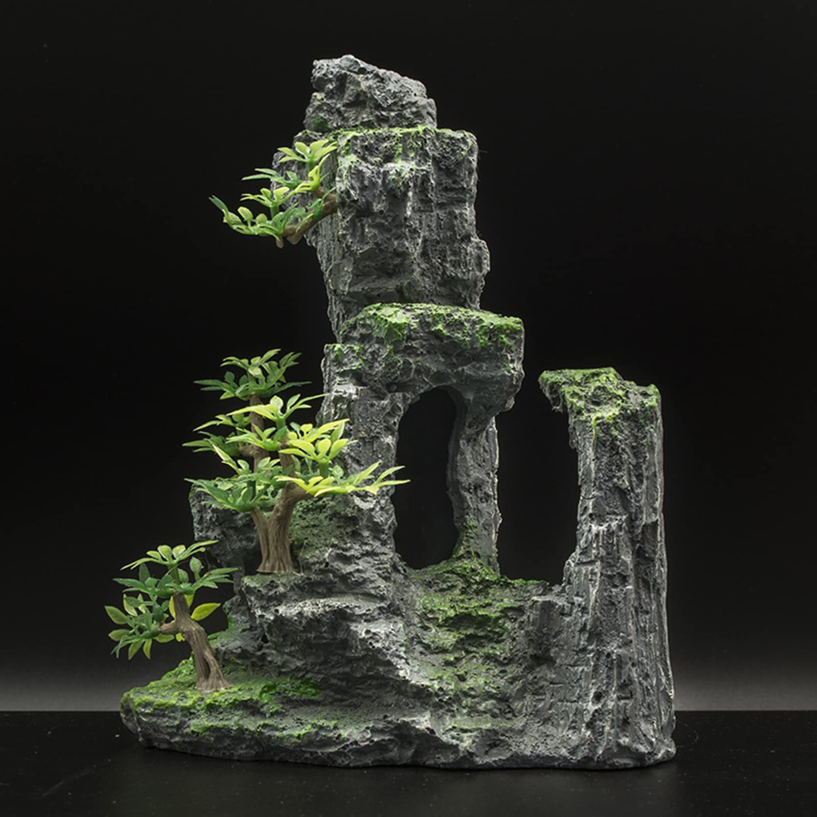 Peces de resina para decoración, montañas rocosas, puentes, escondites, planta de cueva para adornos de acuario Betta