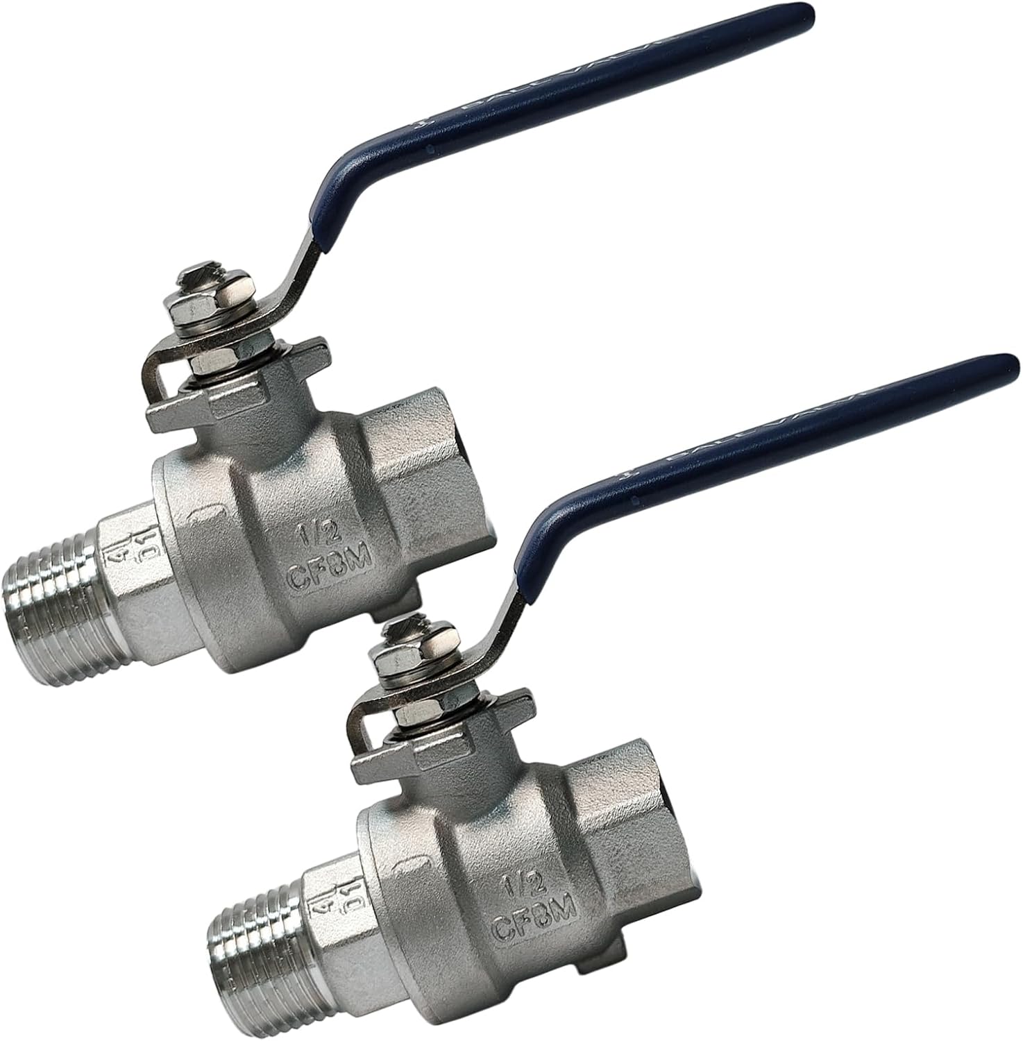 3/4" 316 Stainless Steel Ball Valve Female to Male, 2-Piece Full Port NPT Threaded, 1000 WOG, High Pressure Corrosion Resistant Shut Off Valve for Water/Oil/Gas, Industrial Plumbing Valve (2-Pack)