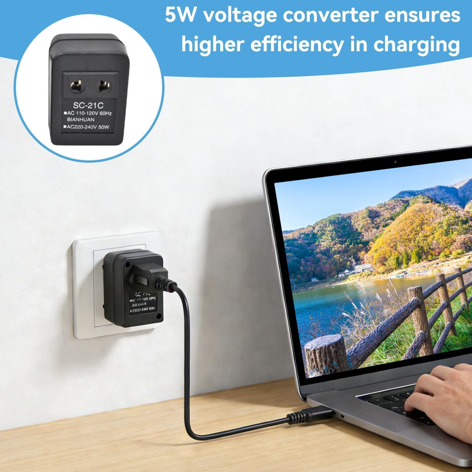 Convertidor De Voltaje De Potencia 110 V a 220 V, 5 W Adaptador De Enchufe De la UE, Convertidor Ascendente/Transformador De Vatios para Viajes, 2,56 X 1,77 X 1,57 Pulgadas — view 4