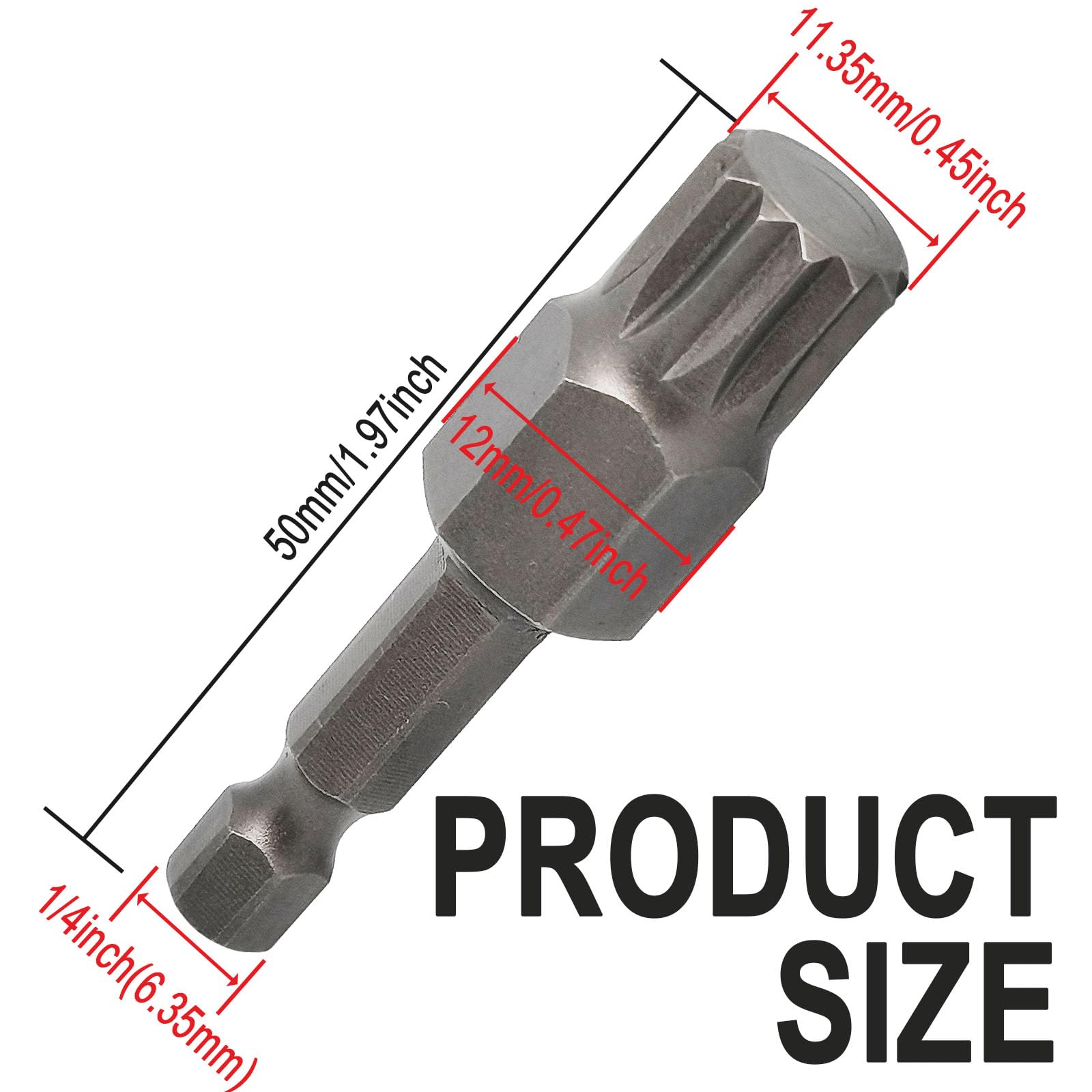 1pcs M12 Triple Square Spline Bit Socket For Electric And