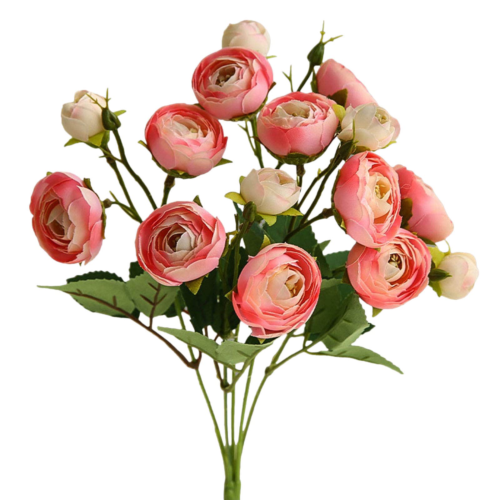 Hsioluted 15 Heads Silk RoseCamellia Bouquet Artificial Camellias Flower for Home Wedding Party Decoration Flower Arrangement Prop Silk Arrangements