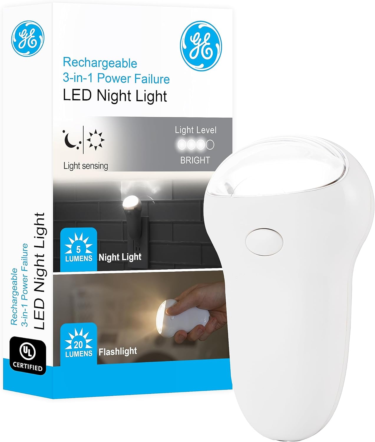 GE 3in1 LED Power Failure Night Light, Emergency