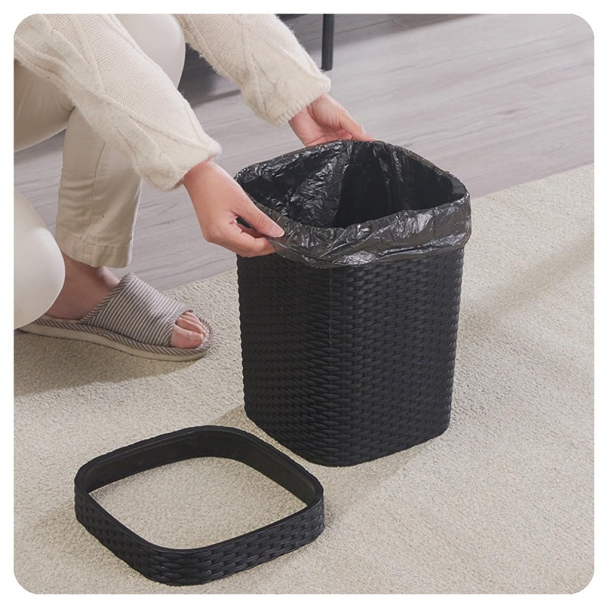 Ciieeo Bidone per Rifiuti Plastico 14l Multifunzione senza Coperchio, Cestino per Carta Straccia e Rifiuti da Ufficio in Stile Nordico, Contenitore per Spazzatura da Scrivania Leggero