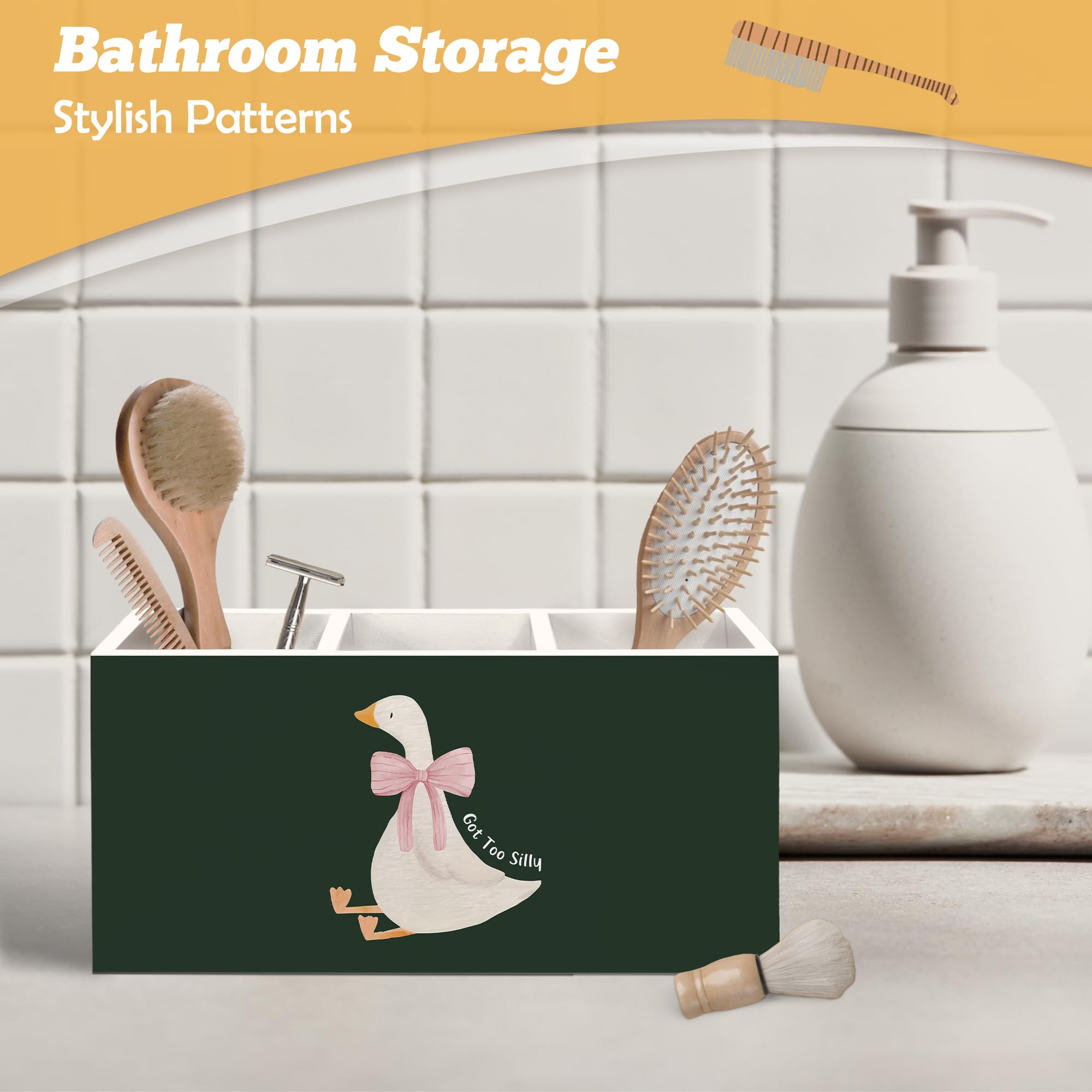 Portapenne verde scuro a forma di oca, organizer per accessori da scrivania, regalo in legno, decorazione da scrivania per bambini e ragazze, stanza dei bambini, camera da letto, stanza dei