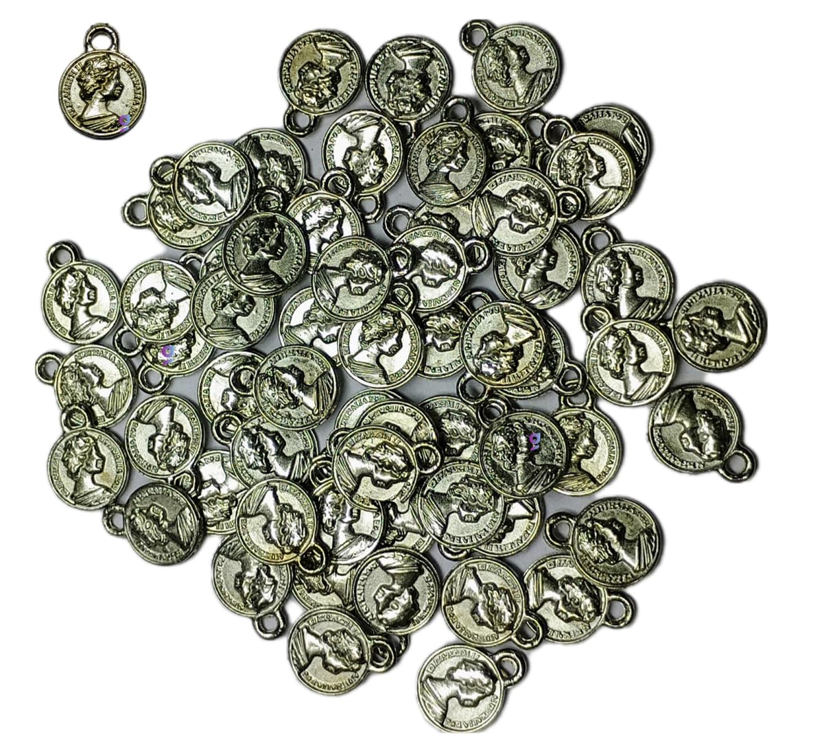 Metal coin For Jewellery making, 10mm round, 50 pieces