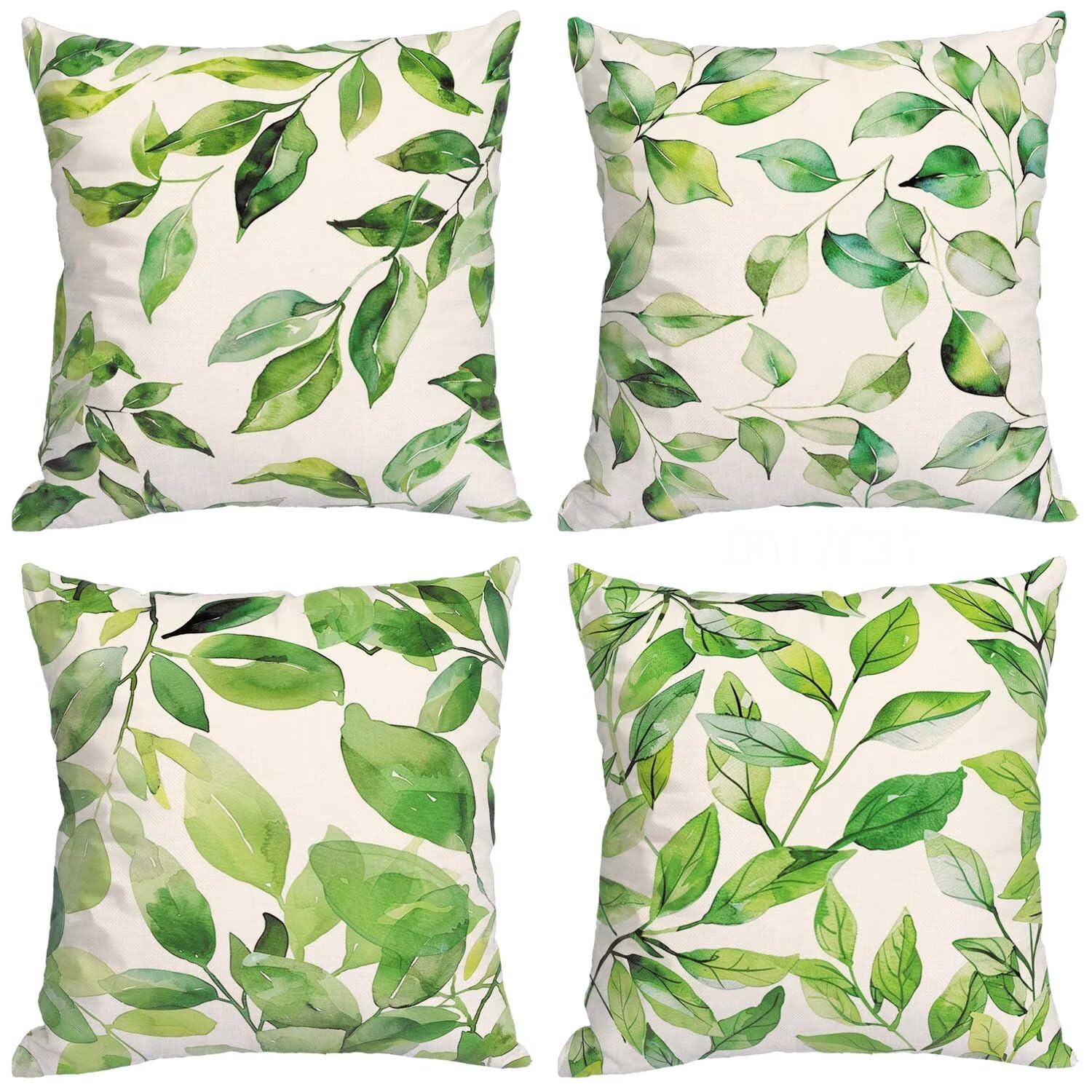 Fundas Cojines SuavesHojas Fundas Cojines Cuadradas Suaves Funda Almohada Cojines Suaves Sillas Jardin para Oficina Jardín Cama Sofá Banco Interior o Exterior Juego de 4 Funda Cojin Verde mu-412