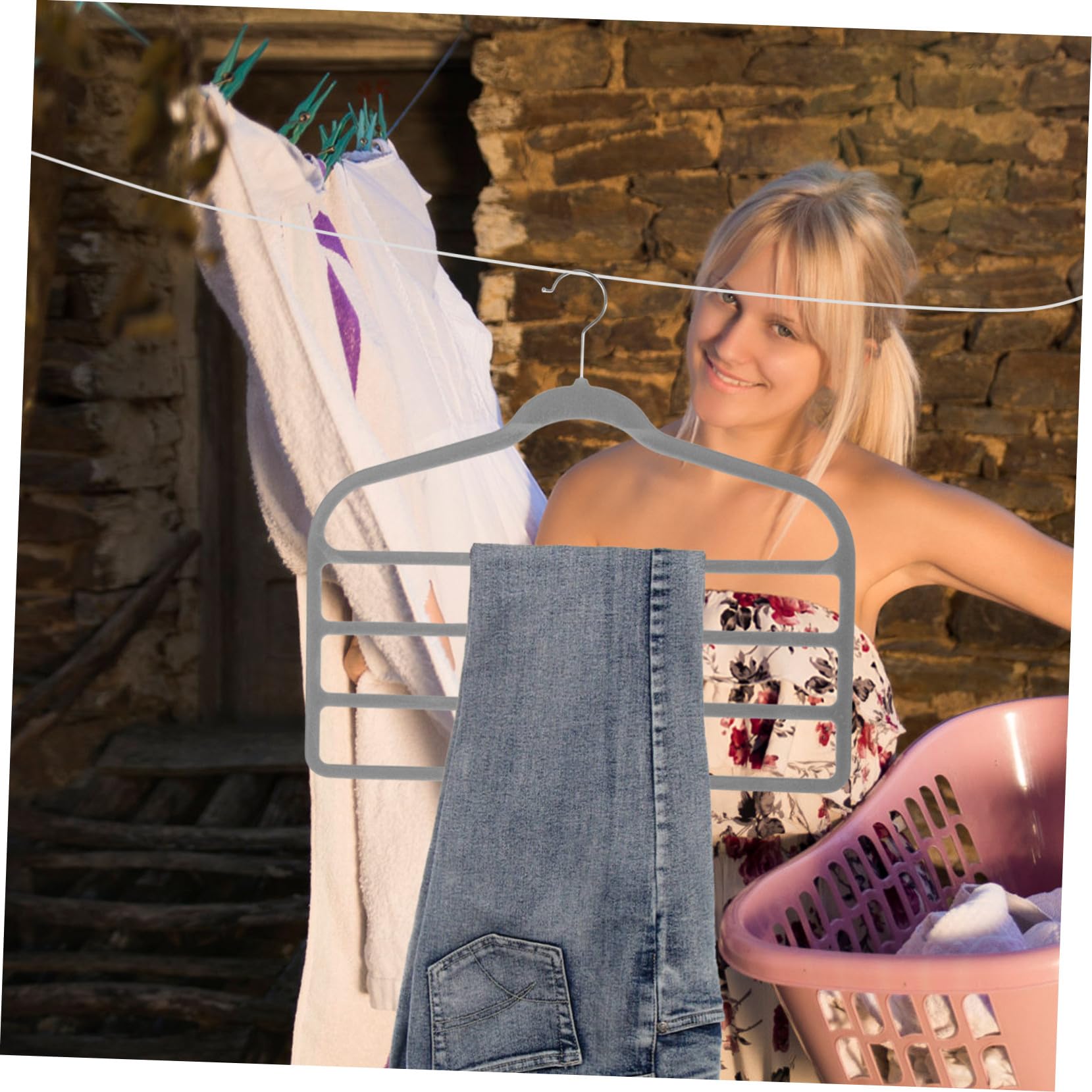 SOLUSTRE Perchas Ahorro Plástico Piezas Multicapa 10 para Gris Pantalones Antideslizante de Resistente Espacio Organizador para Ropa, Bufandas y Corbatas Doméstico para Armario