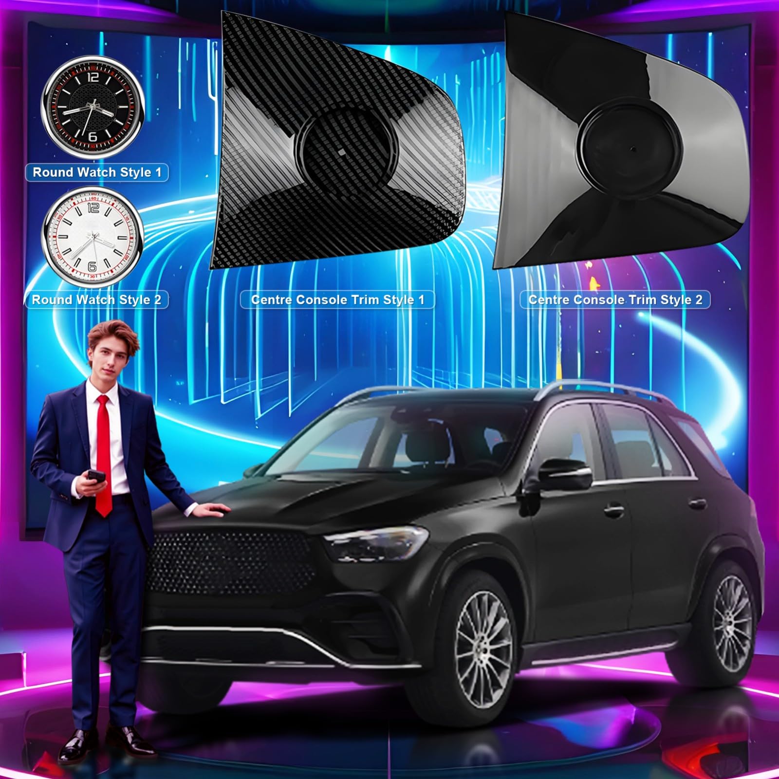 Copertura per Orologio al Nero Quarzo con Orologio Centrale per Mercedes-Benz GLE 350 450 AMG 53 Coupé 63 S GLS 450 580 AMG 63 W167 X167 V167 2020-2025 Interni Accessori