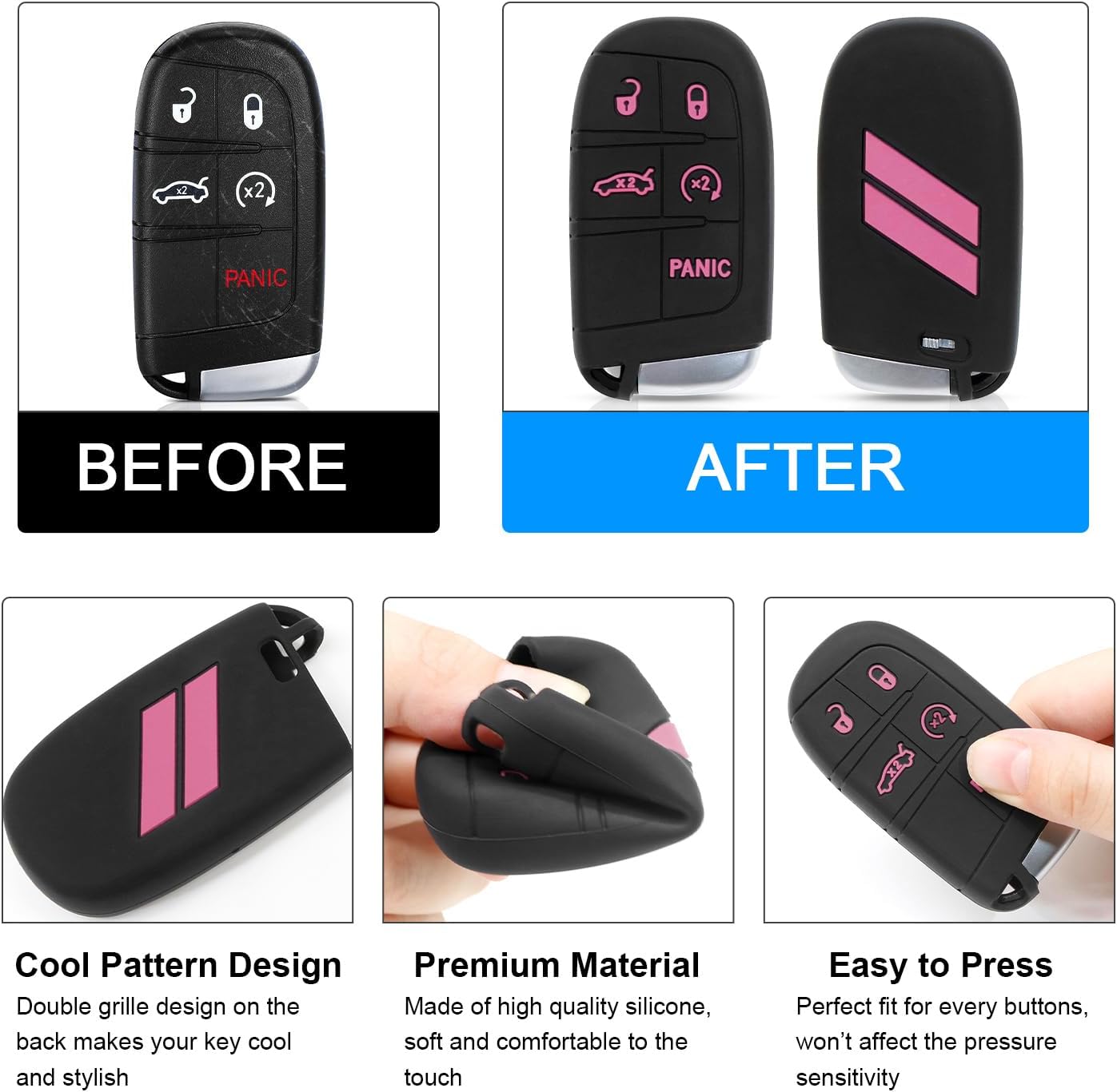 Key Fob Cover for Dodge Accessories 5 Button Key Fob Case image 4