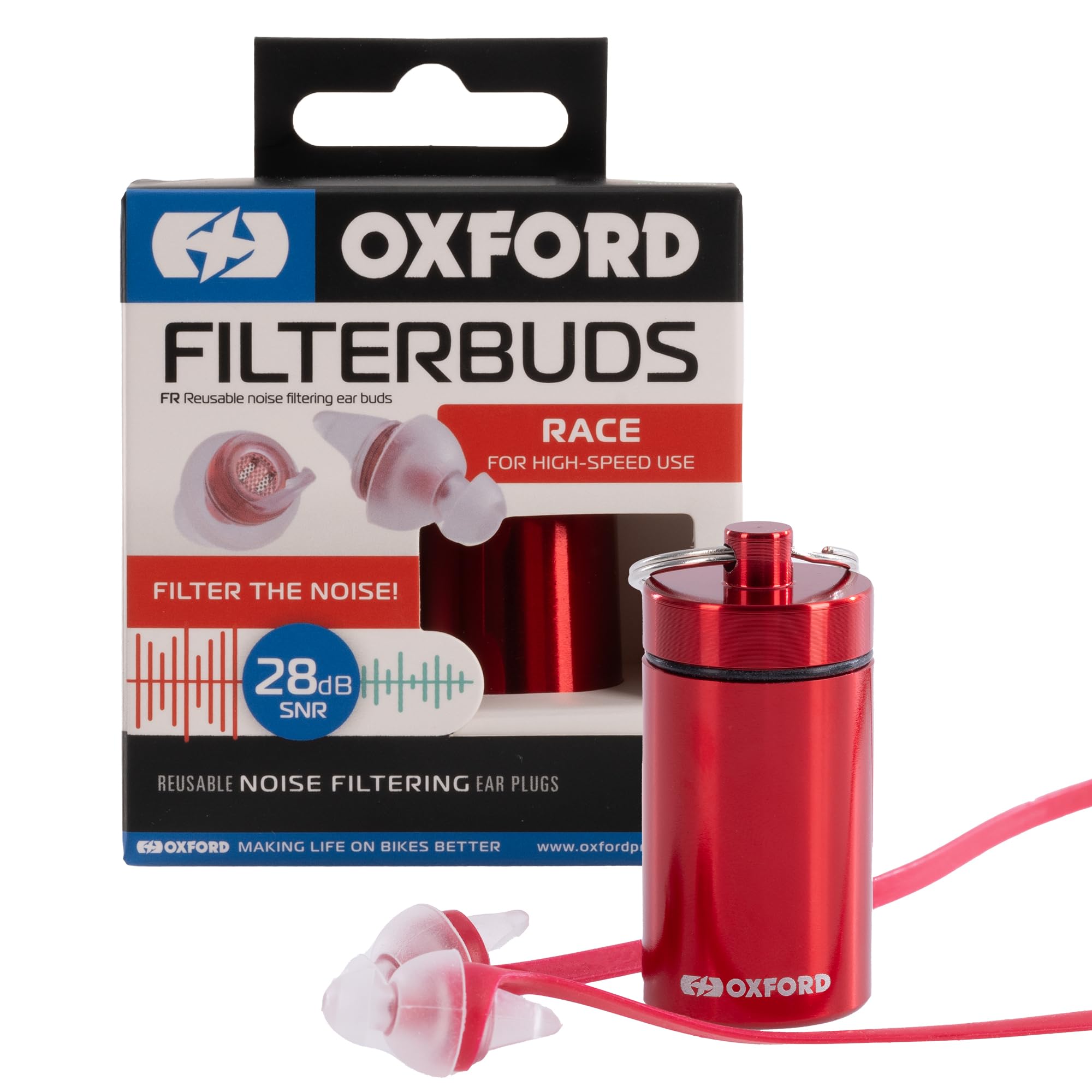 Oxford FilterBuds, Reusable Noise Filtering Earplugs One Size, White / Blue