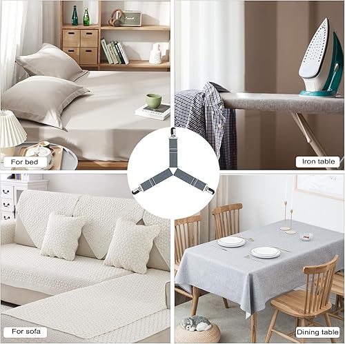 Miniatura 7 de Correas de sábanas, correas de sábanas fáciles de instalar, clips de sábana bajera, cierres de sábanas ajustables, di adiós a las sábanas Gris