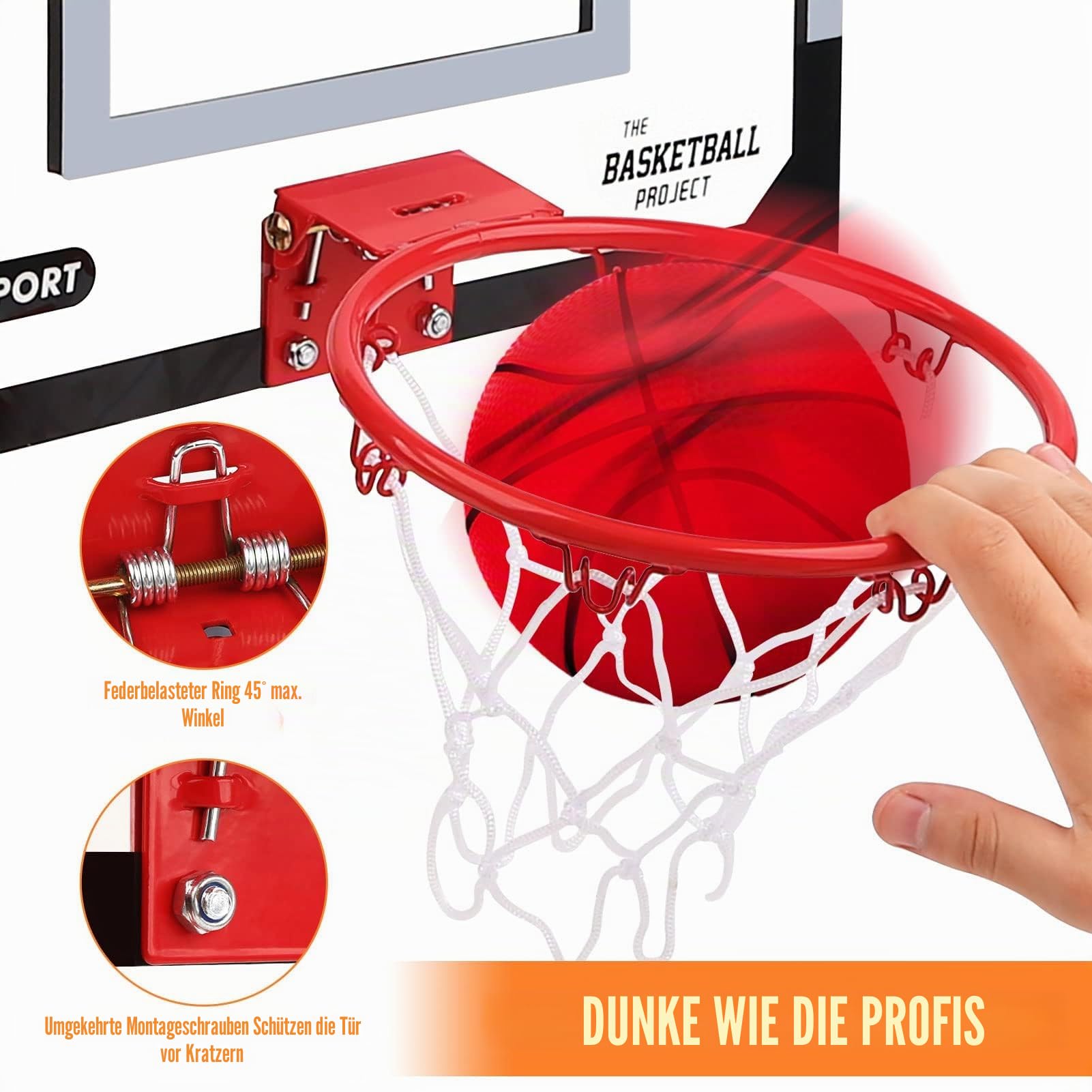 Dreamon Mini Basketballkorb Kinder, Basketball Set Indoor für Zimmer mit Ball