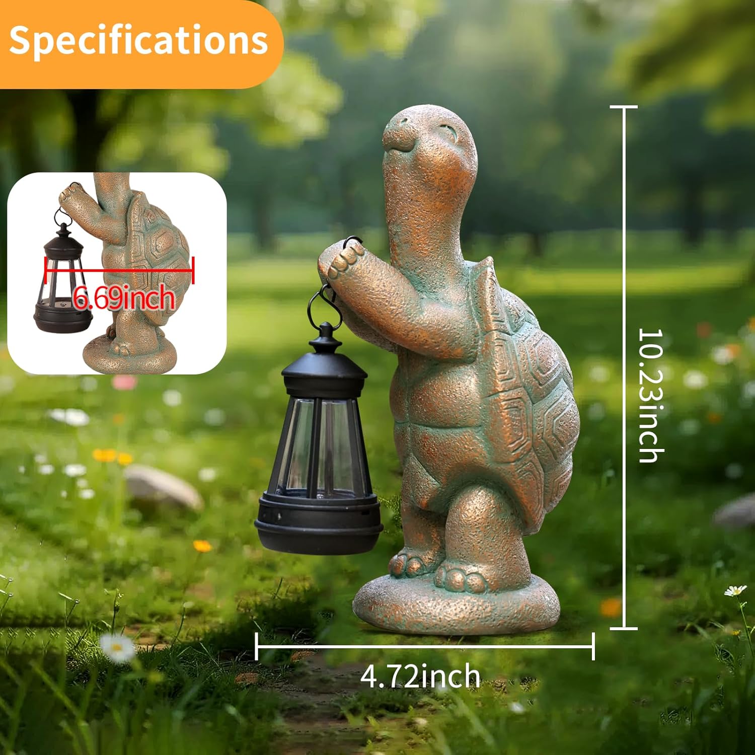 Solar Turtle Statue Garden Decor Outdoor Sculpture Lantern Figurine Lights Tortoise for Yard Decor Porch Accent patios for Women or Grandma