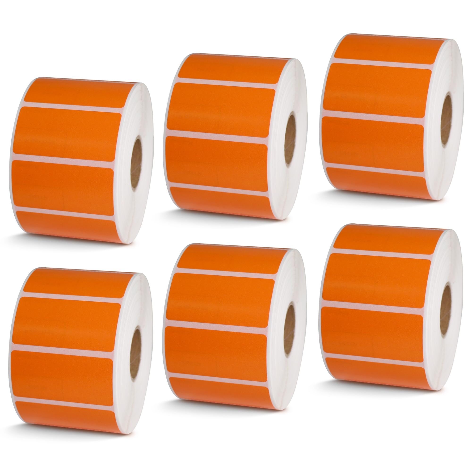 BETCKEY - 2" x 1" UPC Barcode & Address Labels Compatible with Zebra & Rollo Label Printer,Premium Adhesive & Perforated[Orange, 6 Rolls, 7800 Labels]