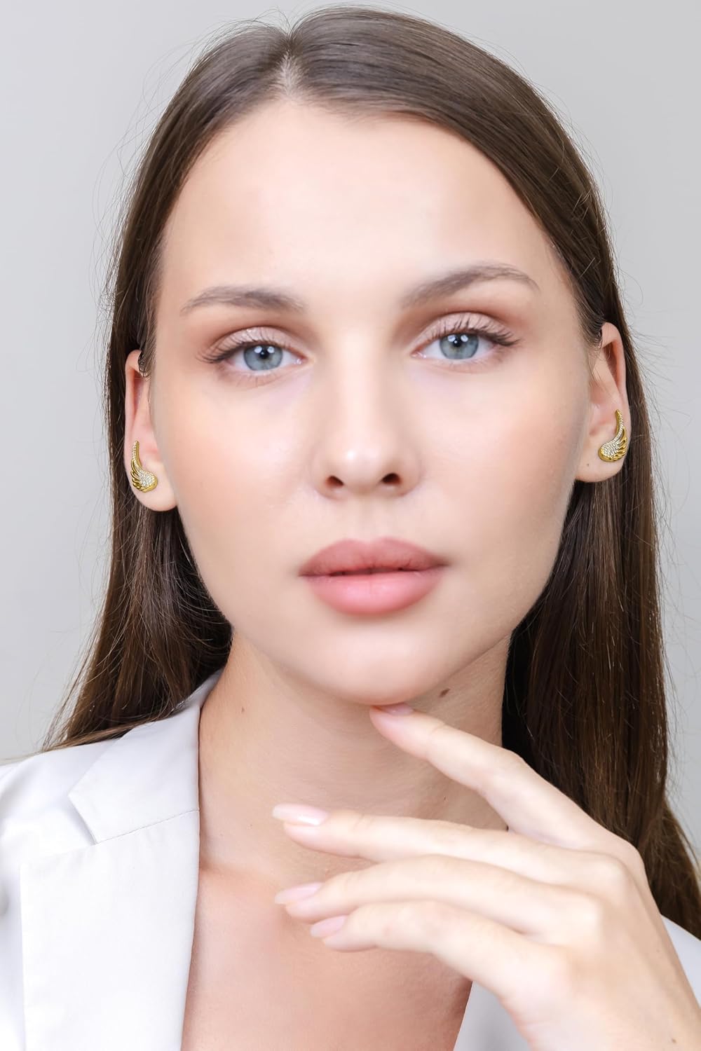 Sterling Silver Cubic Zirconia Angel Wings Climber Crawler Earrings