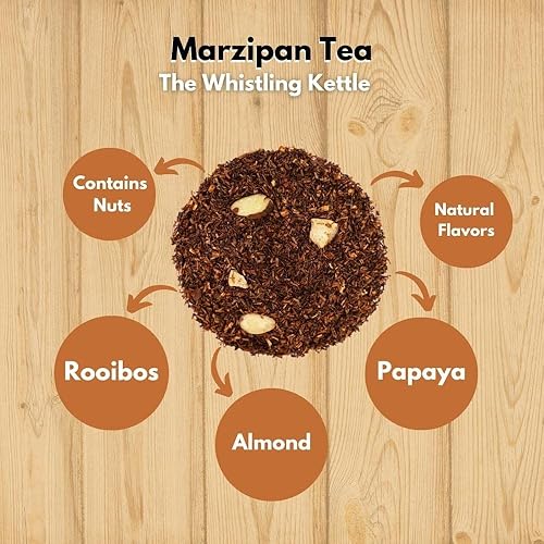 Miniatura 3 de The Whistling Kettle's Marzipan Rooibos Tea - Sabroso complejo sin cafeína saborizado Rooibos té con almendra y papaya, 4 onzas (64 porciones)