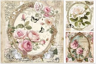 OLYCRAFT 3pcs/Set Rose Rub on Transfers for Furniture and Crafts 6x12 inch Vintage Photo Frame Decor Transfer Stickers Floral Rub on Decals for Wood Furniture Scrapbooking Home Decorations
