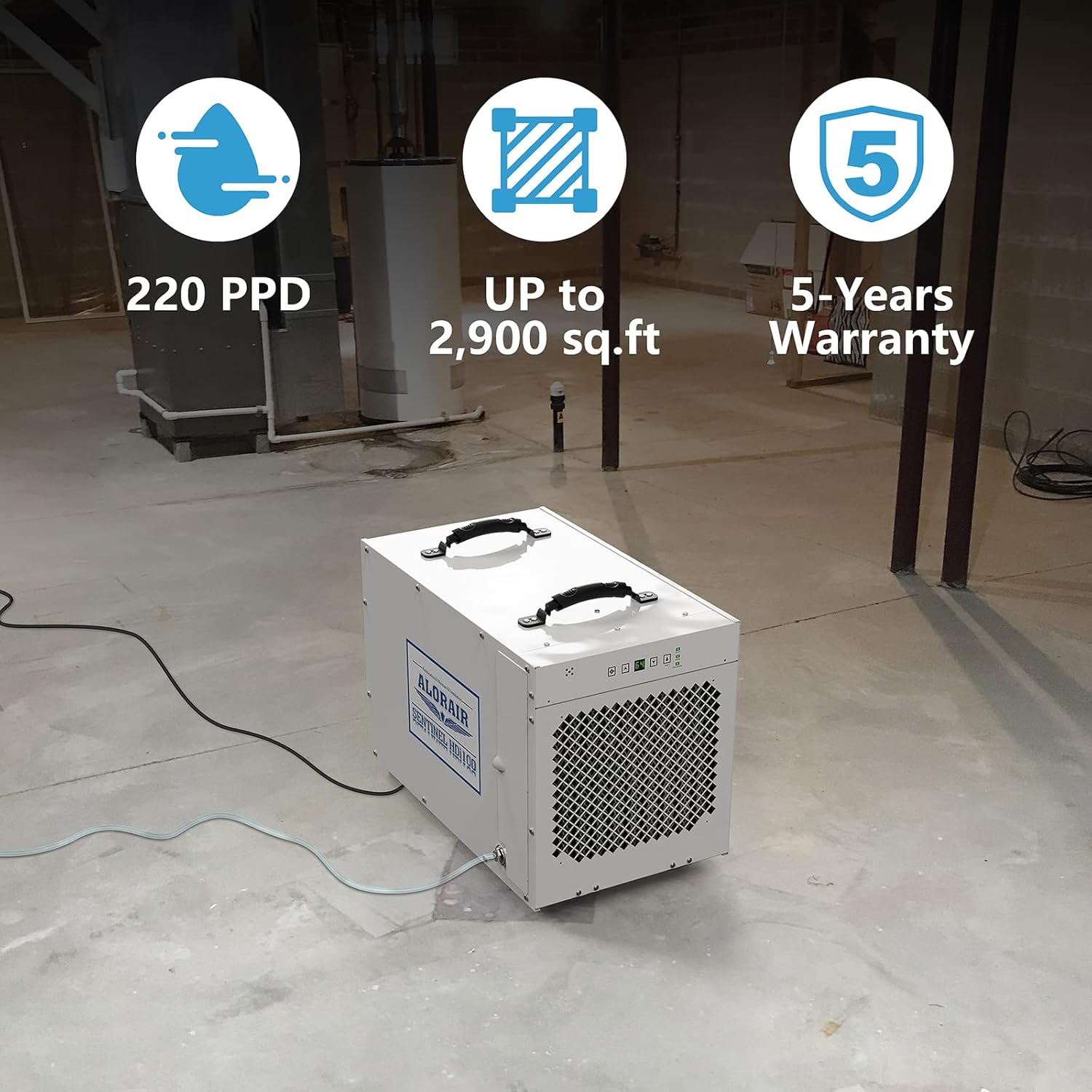 ALORAIR Sentinel HDi100 Crawlspace Dehumidifier Bundle with Remote Controller, Auto Defrost Commercial Crawl Space Dehumidifier for Basement