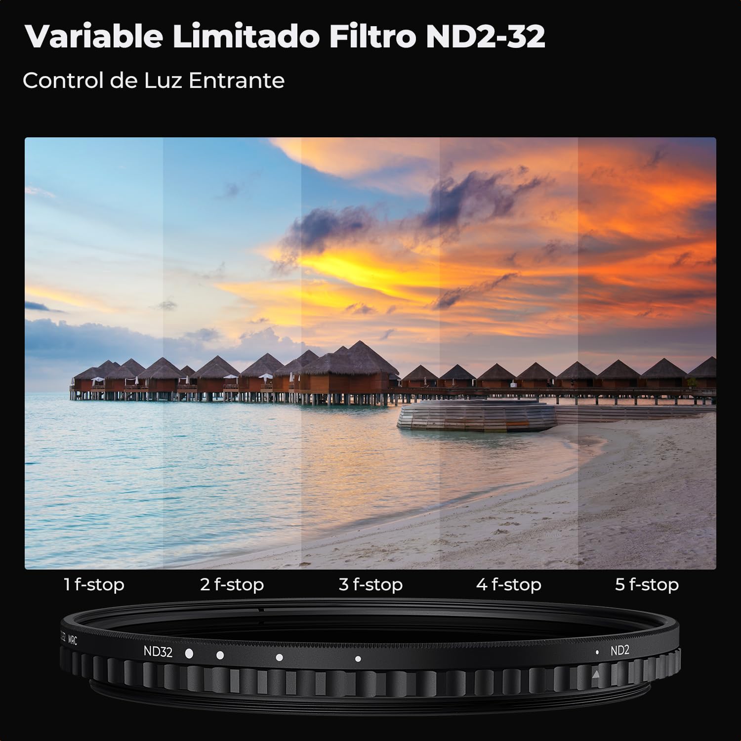 K&F CONCEPT Nano-X 37mm Filtro Variable ND2-32 (5 Pasos) de Vidrio óptico HD con Nano Revestimiento de 28 Capas para Objetivo 37mm