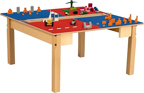 Miniatura 44 de Time-2-Play - Mesa de juego para niños, compatible con ladrillos Lego, madera contrachapada de abedul extra resistente, 35 pulgadas de ancho x 31