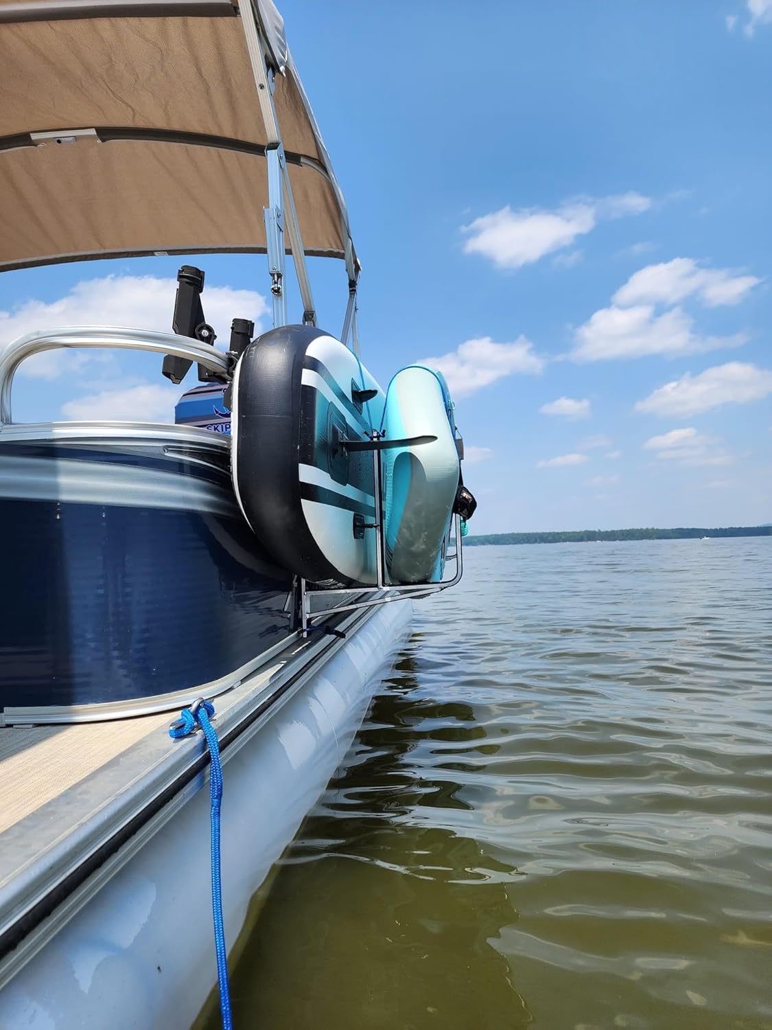 Pontoon Boat Dual Wake/Paddle Board Solution with Storage Rack-Aluminum