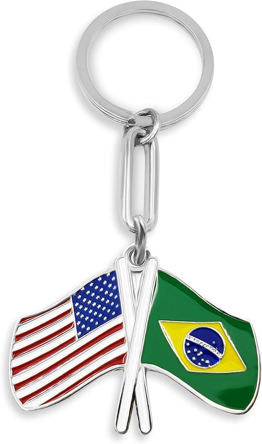 Brazil Flag Keychain – Brazil Souvenir Charm for Travelers, Bags, Keys, Backpacks