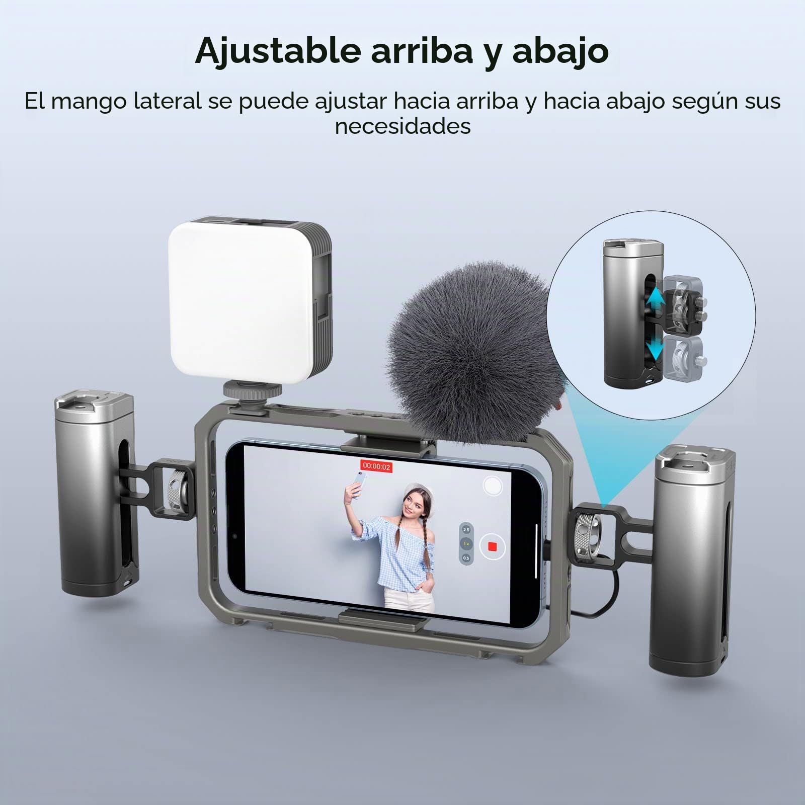 SMALLRIG Mango Lateral con Control Remoto Inalámbrico Record Start/Stop y Cold Shoe, para Equipo de Video de Jaula para Teléfono Inteligente con 1/4 Hilos - 3838