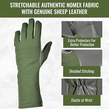 未使用品 2双セット ノーメックス® 米軍パイロットグローブ Nomex® 手袋 US（米軍放出品）NOMEX パイロットグローブ GREEN [NOMEX SUMMER