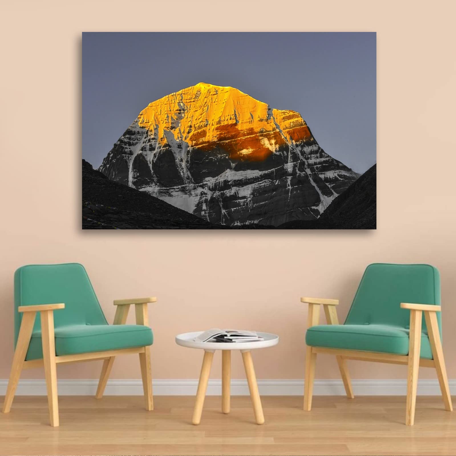 The Seven Colours Beautiful Canvas Painting Frame Kailash Parvat Mountain for Wall Decoration Living Room | Canvas Painting | Wall Decor for Living Room | Big Size Wall Frames (36x24 Inches)