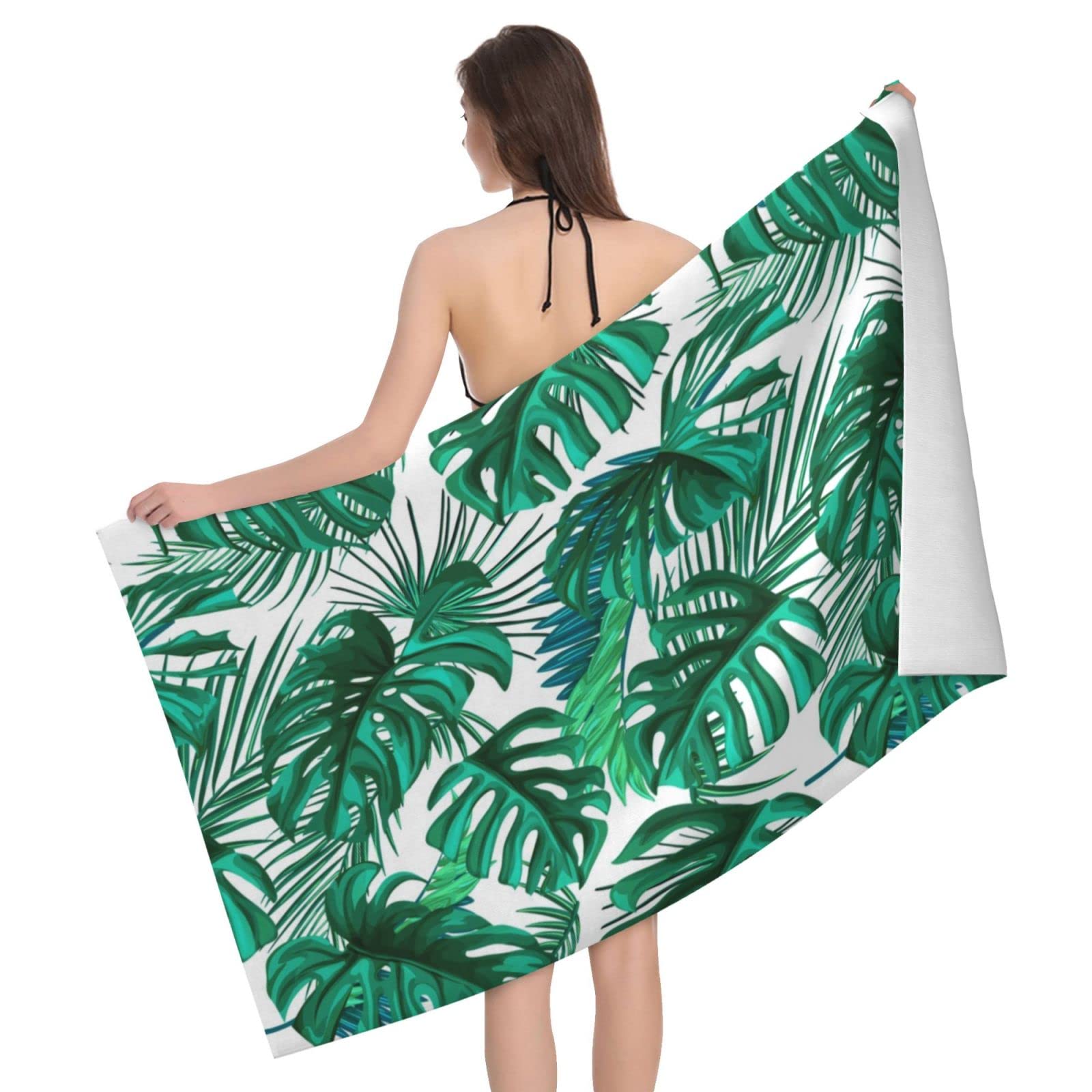 Lawenp Hawaiian Palm Leaf Bath Towel Beach Towel Popular Durable Stylishffy Touch Highly Absorbent Quick Dry Polyester 32" X 52" Also As A Gift