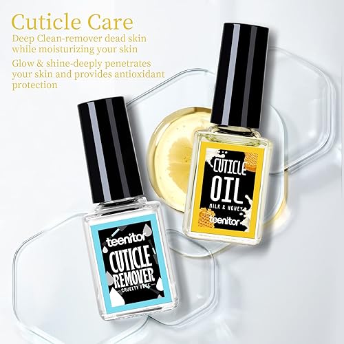 Miniatura 2 de Teenitor Kit removedor de cutículas, kit de cuidado de uñas con removedor de cutículas, aceite de lima de uñas, pulidor de cutículas, empujador de
