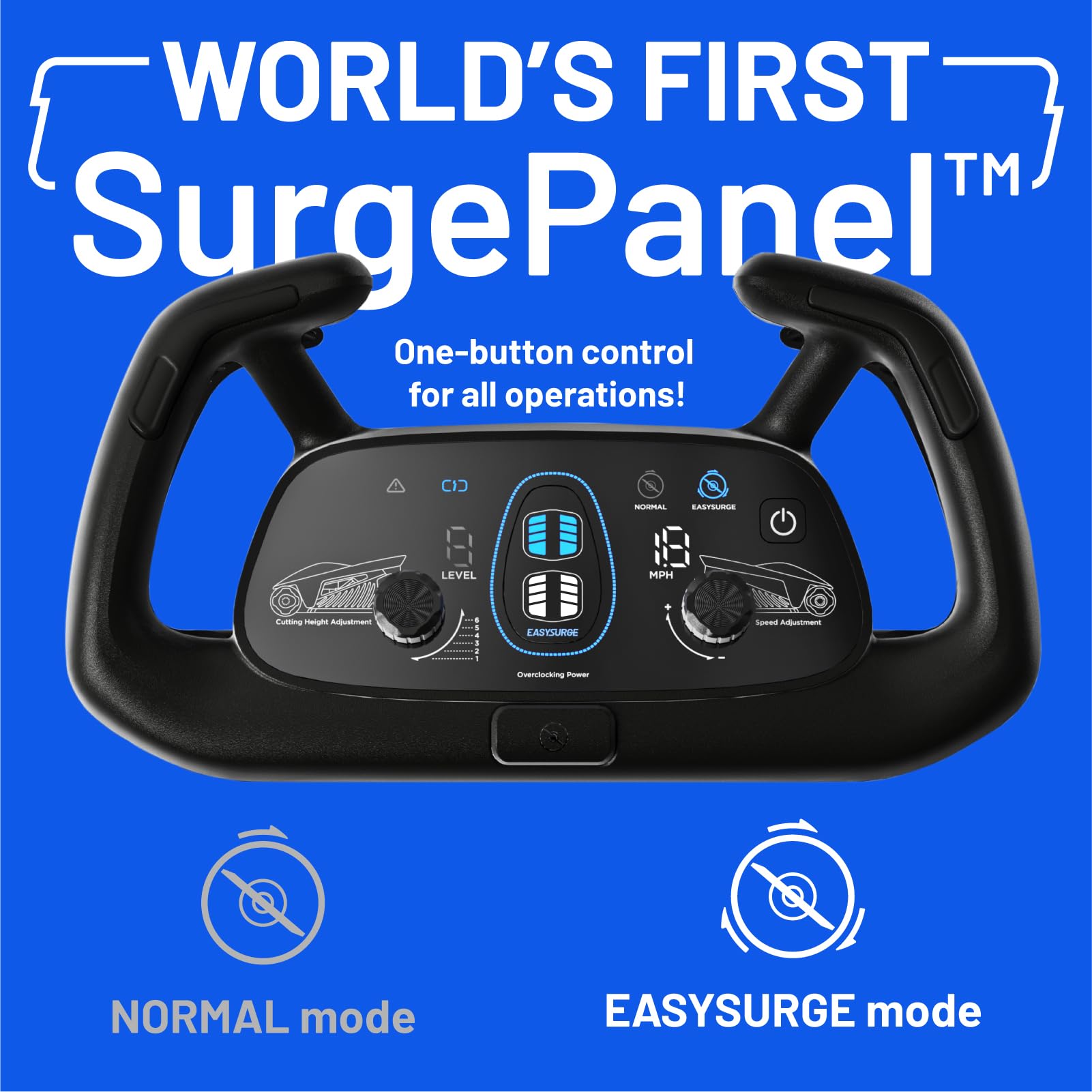 Litheli Easysurge - Cortacésped con batería (43 cm, autopropulsado (2,2 – 4,7 km/h), cesta de 50 L, altura de corte de 25 – 75 mm, hasta 500 m², cortacésped eléctrico, incluye 2 baterías de 4,0 Ah