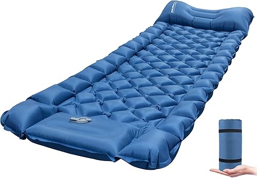 EULANT Colchoneta de dormir autoinflable para acampar con almohada, almohadilla de dormir inflable gruesa con bomba incorporada, colchón de aire