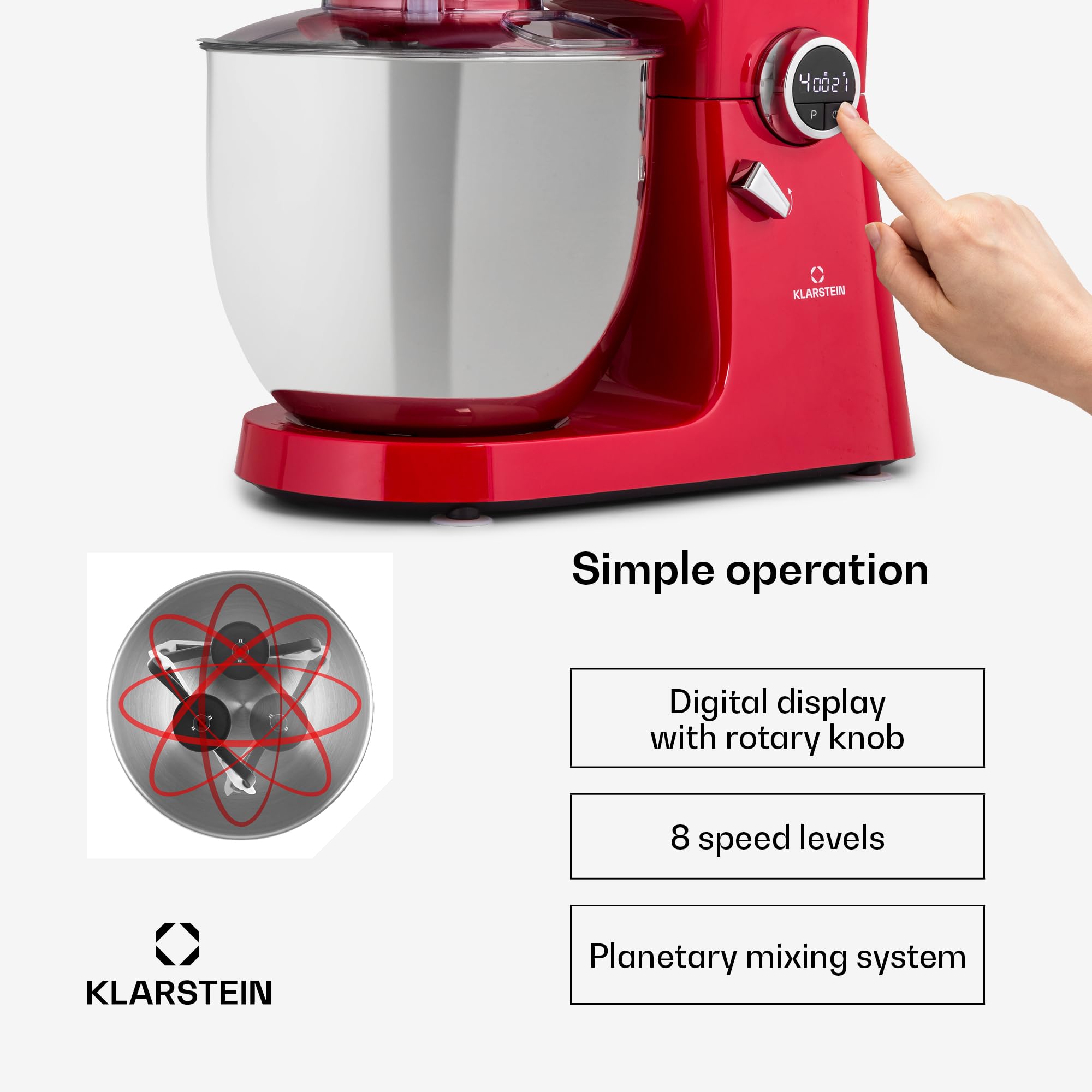 Klarstein Robot kuchenny, uniwersalny robot kuchenny, 3 w 1, mikser i miksery, maszyna do robienia ciasta z maszynką do mięsa, robot kuchenny, maszyna do ugniatania ciasta, miska 10 l, 2000 W