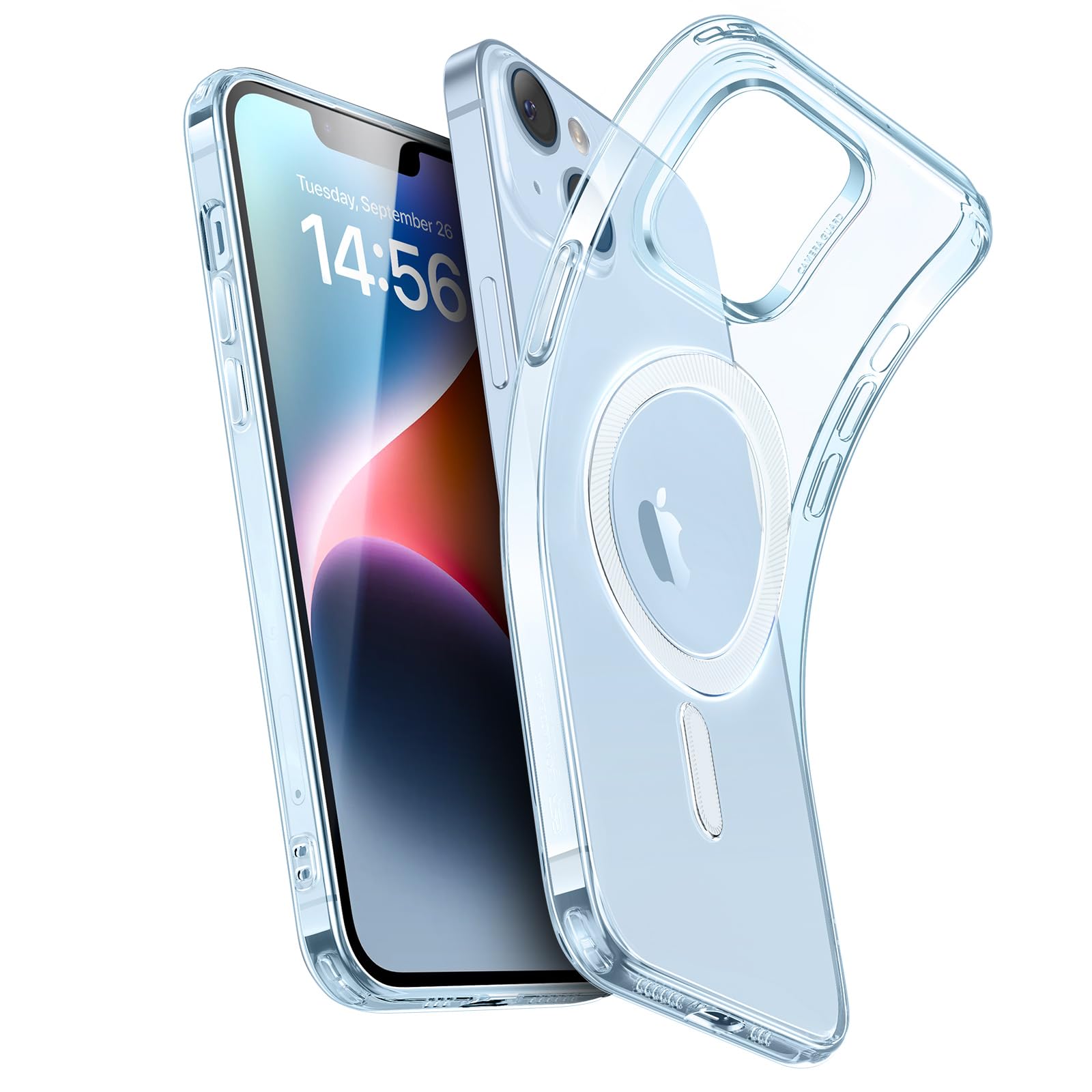 ESR Cover per iPhone 14/13, Custodia in Silicone Trasparente con MagSafe, Cover Sottile Antiurto, Custodia per Telefono in TPU Trasparente Sottile Anti-Ingiallimento, Serie Zero, Blu