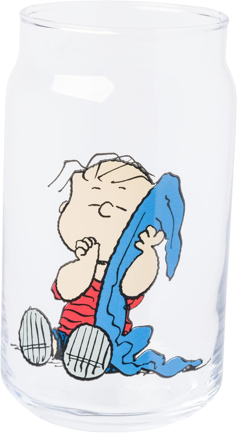 Silver Buffalo Peanuts Featuring Charlie Brown, Snoopy, Woodstock, Lucy, and Linus 4 Pack Pint Can Glass Set, 16 Ounces - Image 5