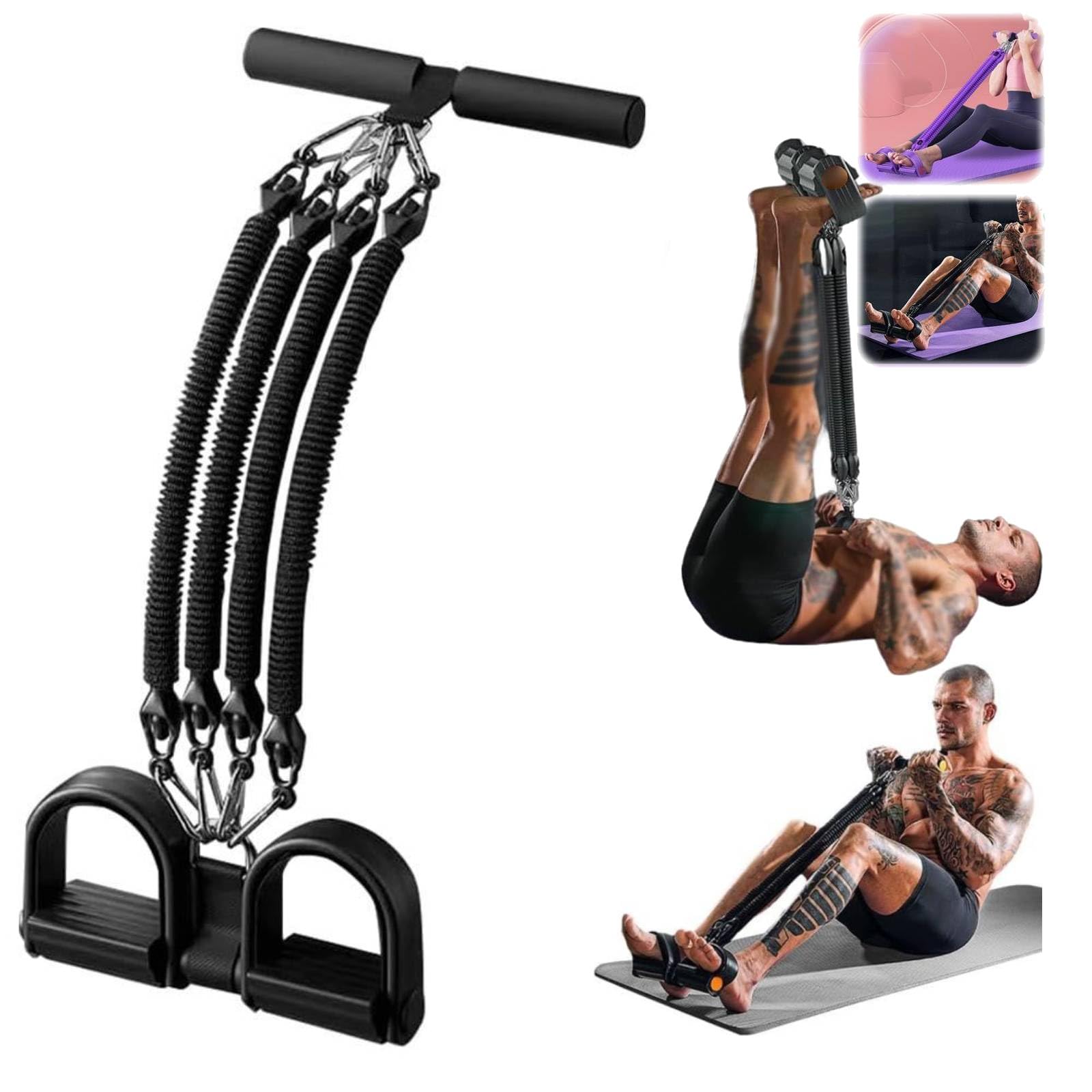 21 Fitness Resistance Bands Set – 4-Strand Pedal Ankle Puller, 100LB Max Resistance, 2025 for Ab Training, Core Strength & Full-Body Workouts (Black 100 lbs)