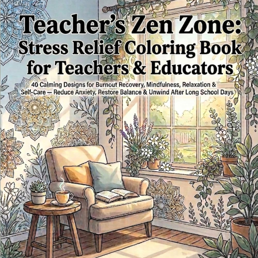 Teacher’s Zen Zone: Stress Relief Coloring Book for Teachers & Educators: 40 Calming Designs for Burnout Recovery, Mindfulness, Relaxation & Self-Care ... Balance & Unwind After Long School Days
