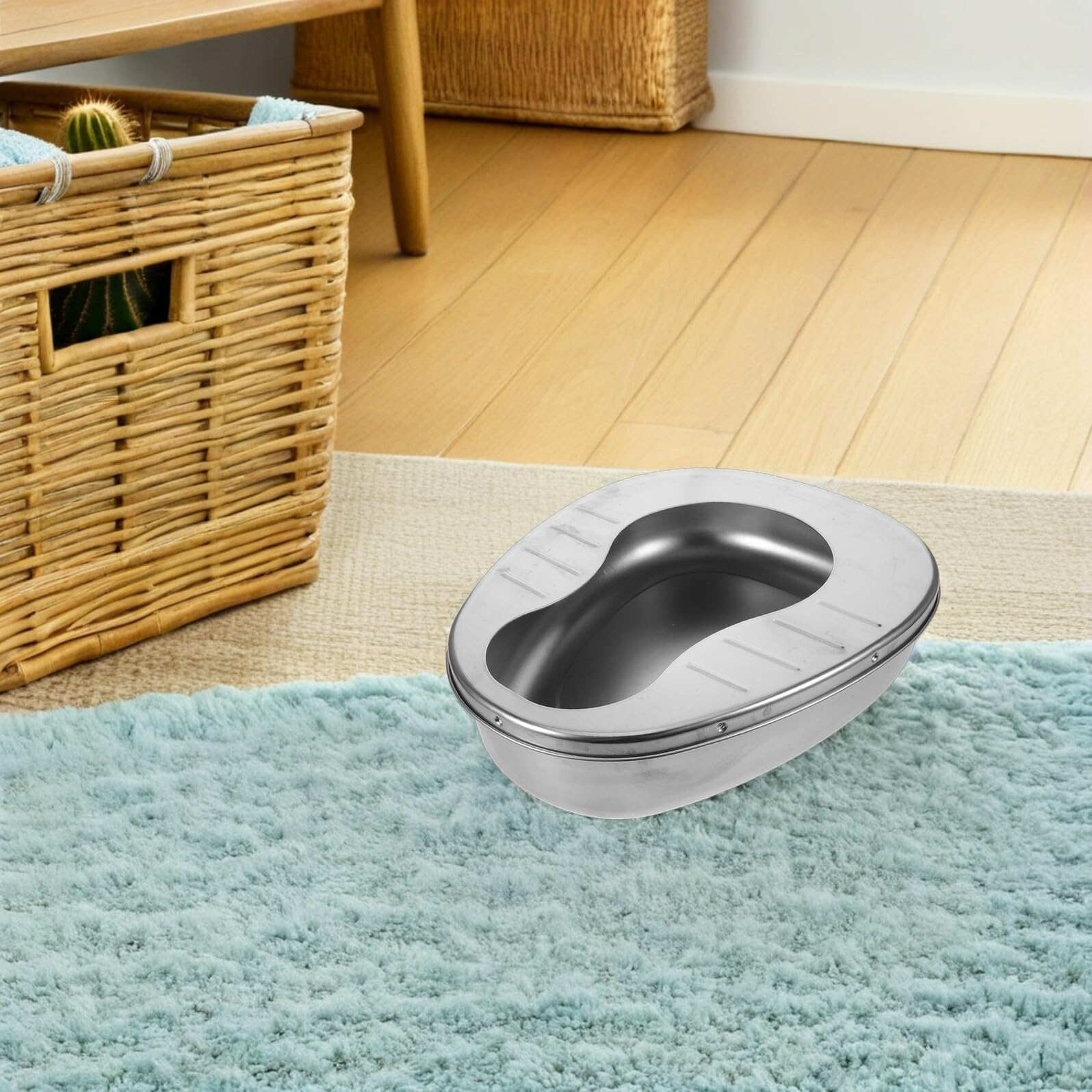 Orinal de Acero Inoxidable para Adultos, Cuña Portátil para Hombres y Mujeres, sin Tapa, Diseño Occidental, Capacidad Grande, para Pacientes Encamados, Uso en Hospitales y Cuidado