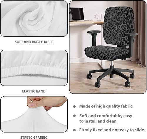 Miniatura 6 de Talayituse Funda para silla de oficina de computadora con estampado de leopardo negro, fundas universales elásticas para sillas giratorias