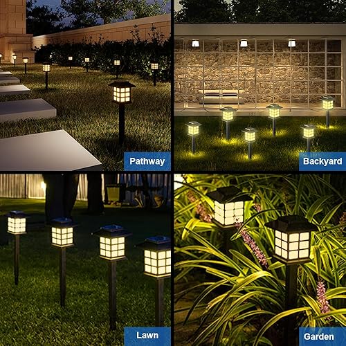 Miniatura 2 de Paquete de 12 luces solares para caminos al aire libre, luces de jardín impermeables para paisaje, luces solares para pasarela al aire libre para