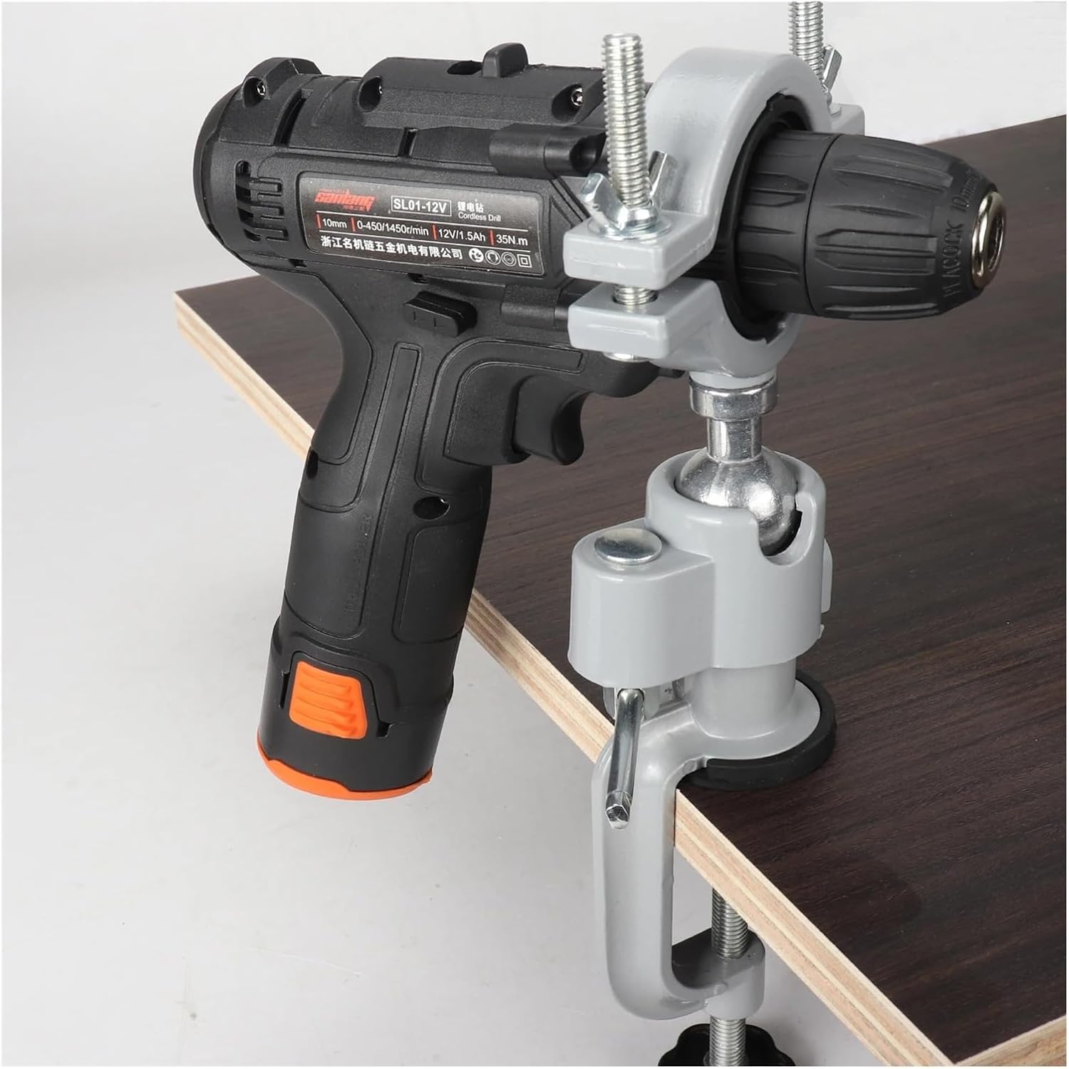 1PCS 360 Degree Rotatable Table Vise Clamp-on Grinder Holder Electric Drill Stand Bracket Machine Tools Accessory Bench Clamp(C)