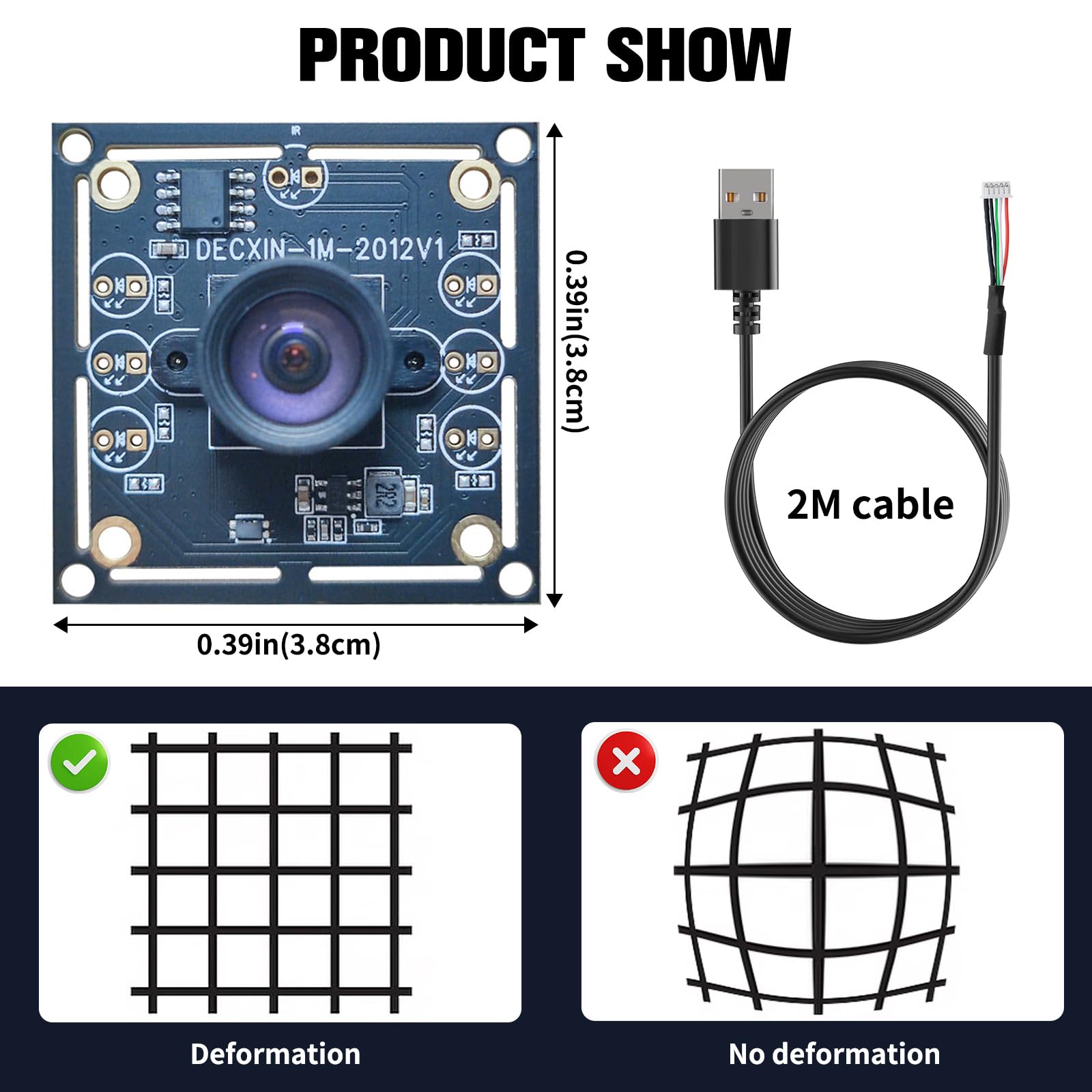 3-częściowy moduł kamery 100 stopni OV9732 – wysoka czystość obrazu z chipem HD 720p, rozdzielczość 1MP, sterownik USB, z kablem o długości 2 m, kompatybilny z Autodarts.Io, do wszechstronnych