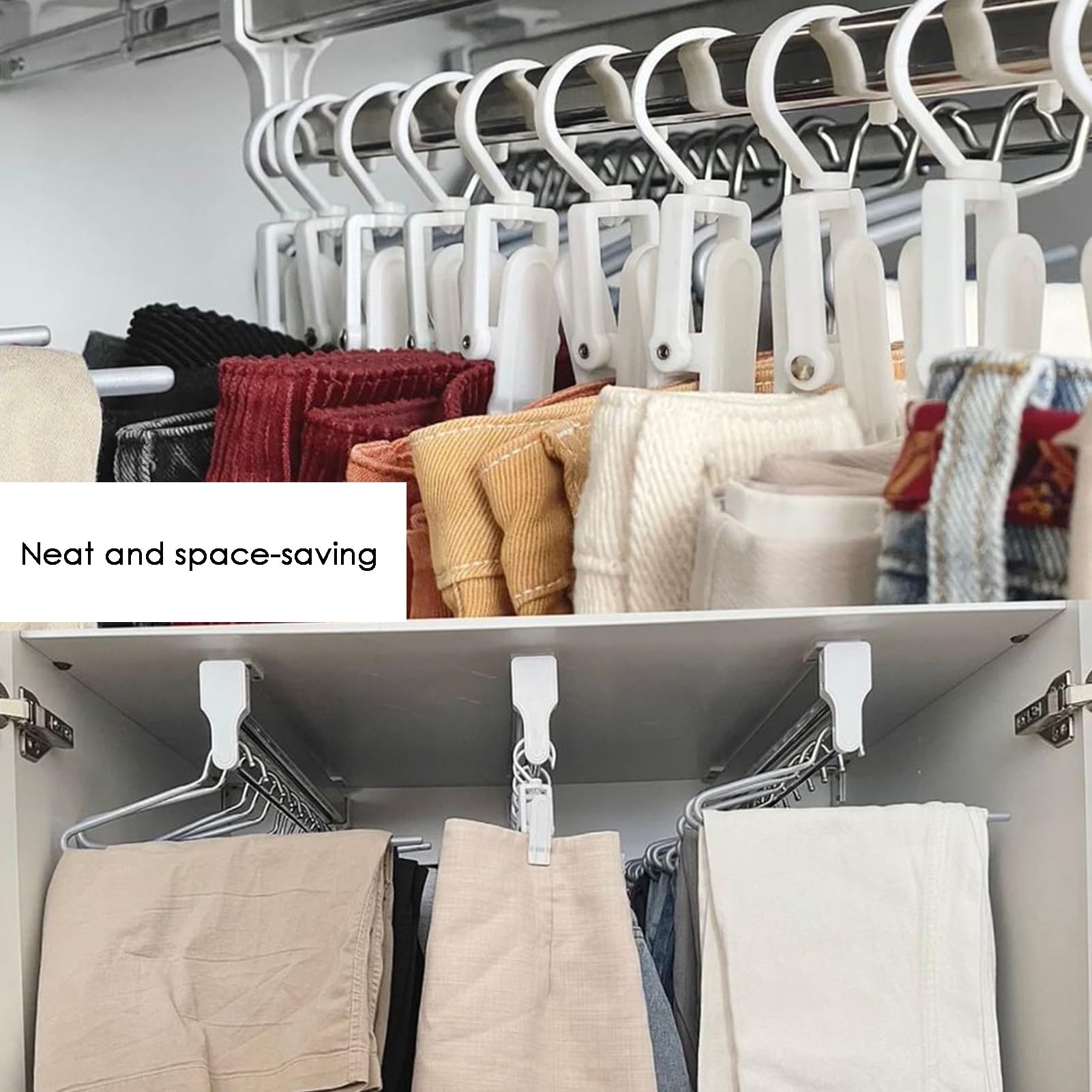 Ausziehbarer Hosenständer, platzsparende Kleiderschrankstange, ausziehbarer Hosenbügel aus Stahl, Hosen-Organizer für Kleiderschrank, Jeans, Kleidung, Schals (45,6 cm)